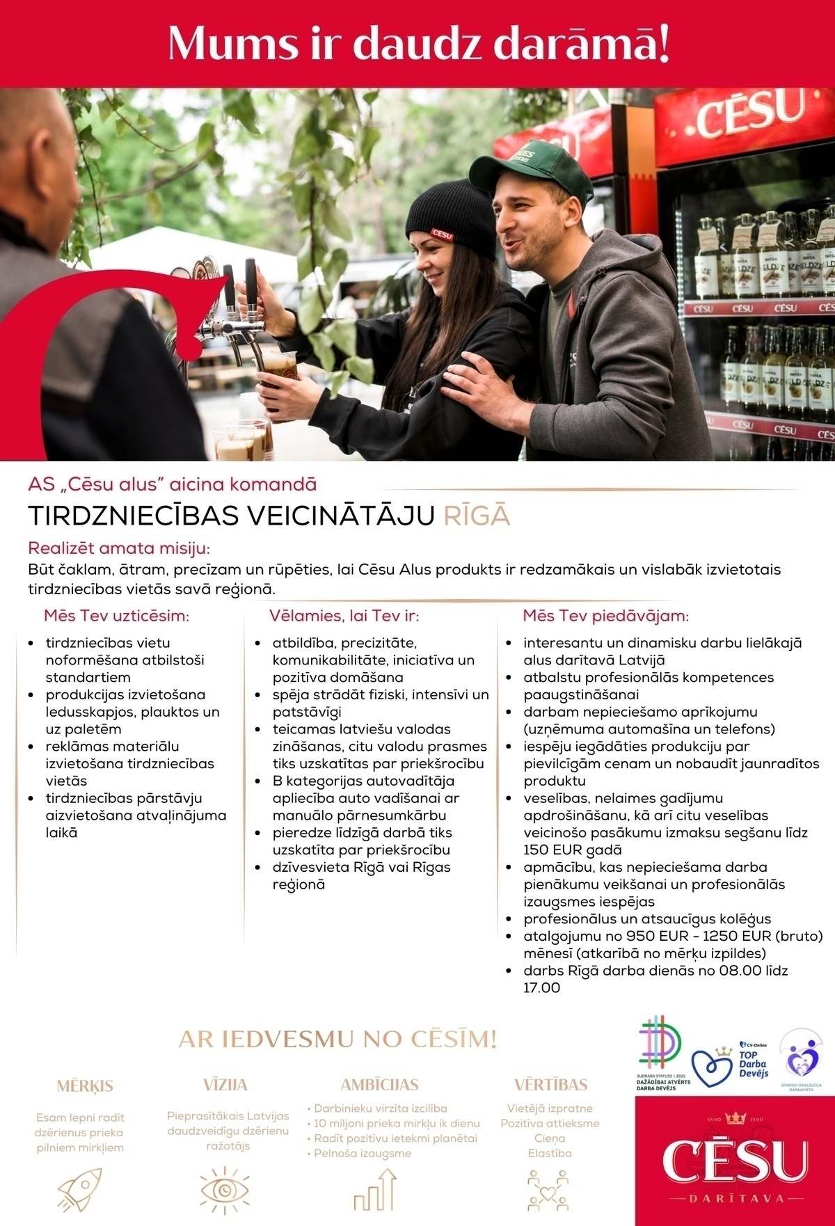 Cēsu alus, AS Tirdzniecības veicinātājs/-a (Rīgā)