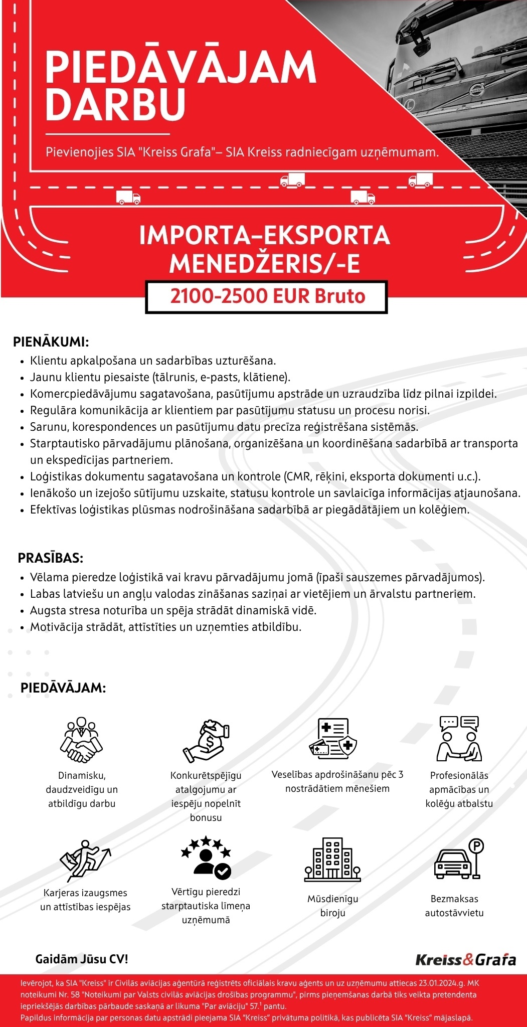 Kreiss, SIA Importa - eksporta menedžeris/-e