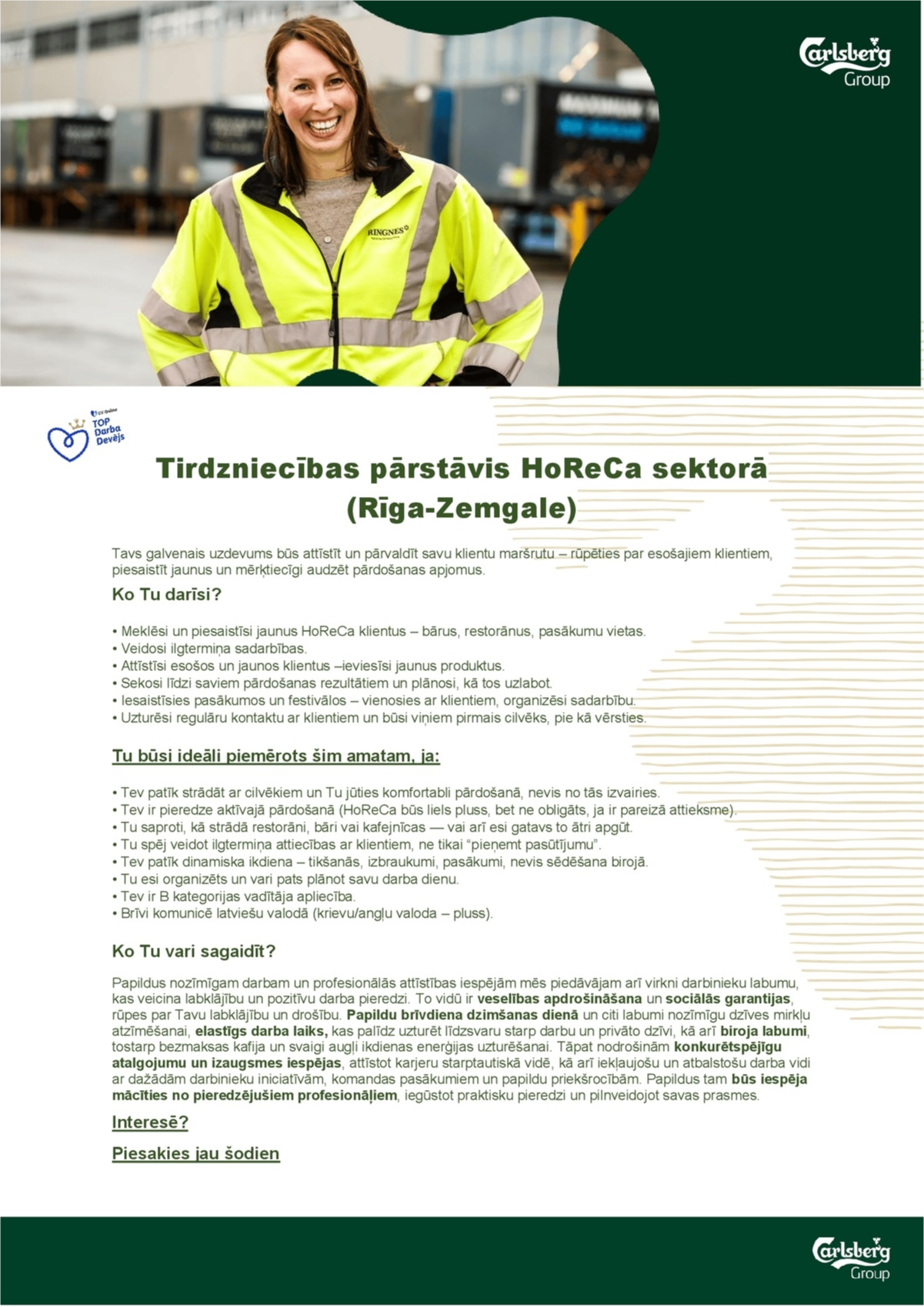 Aldaris, AS Tirdzniecības pārstāvis/-e HoReCa sektorā