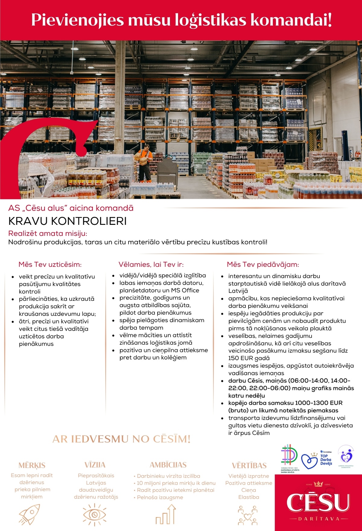 Cēsu alus, AS Kravu kontrolieris/-e