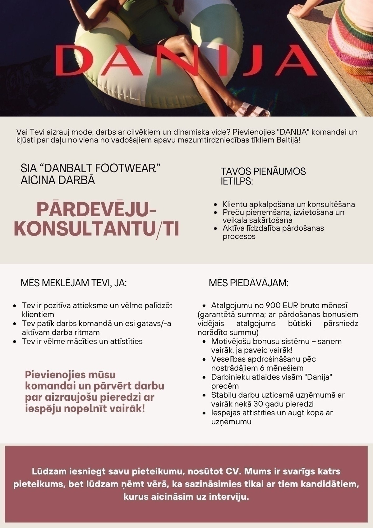 DANBALT FOOTWEAR, SIA Pārdevējs/-a - konsultants/-e TC "Spice" uz nepilnu slodzi