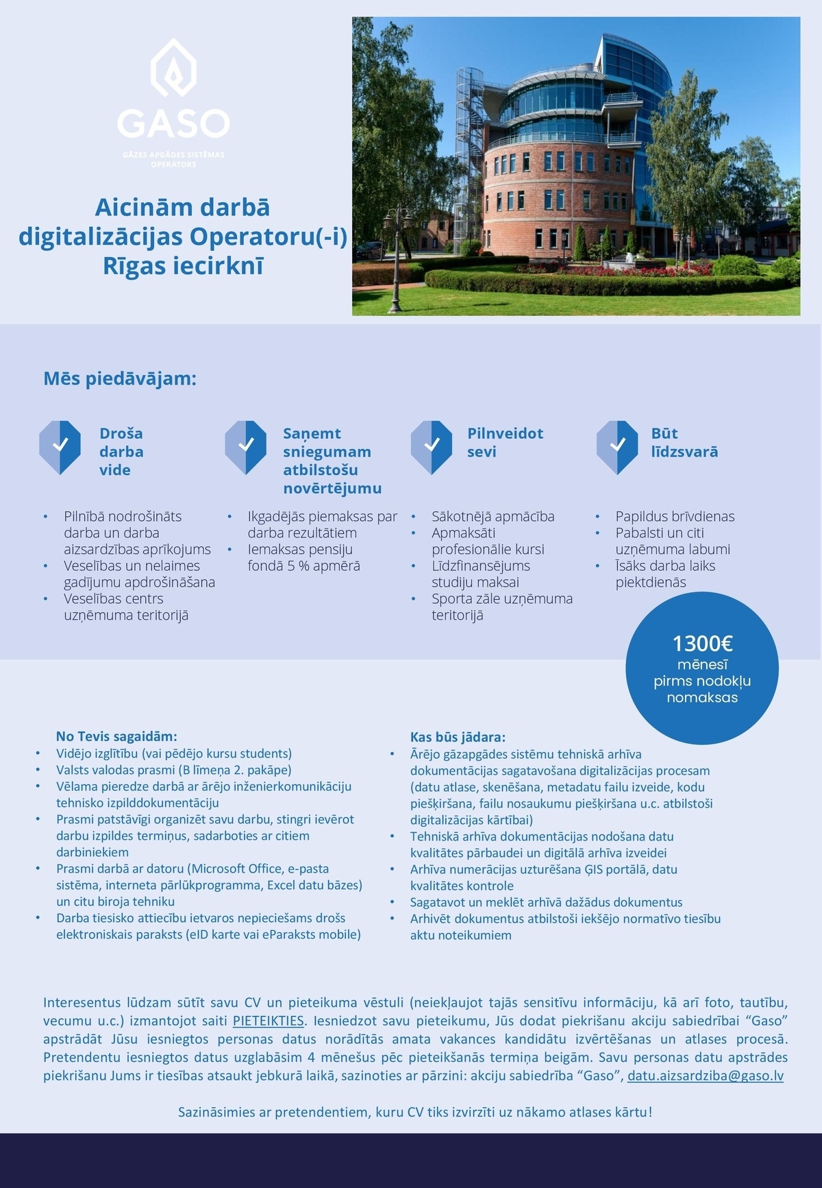 Gaso, AS Datu apstrādes speciālists/-e