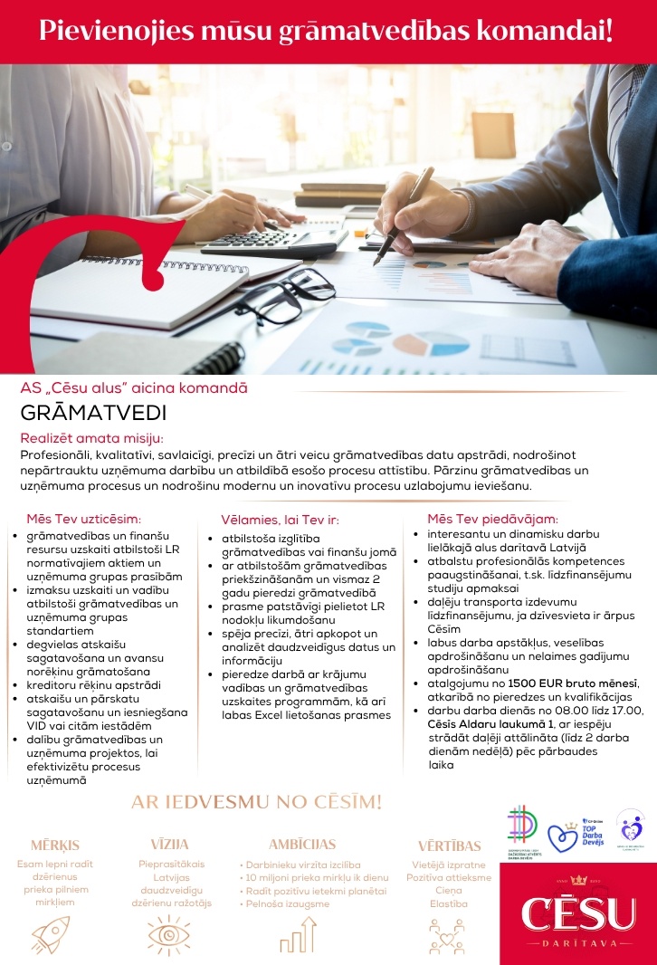 Cēsu alus, AS Grāmatvedis/-e