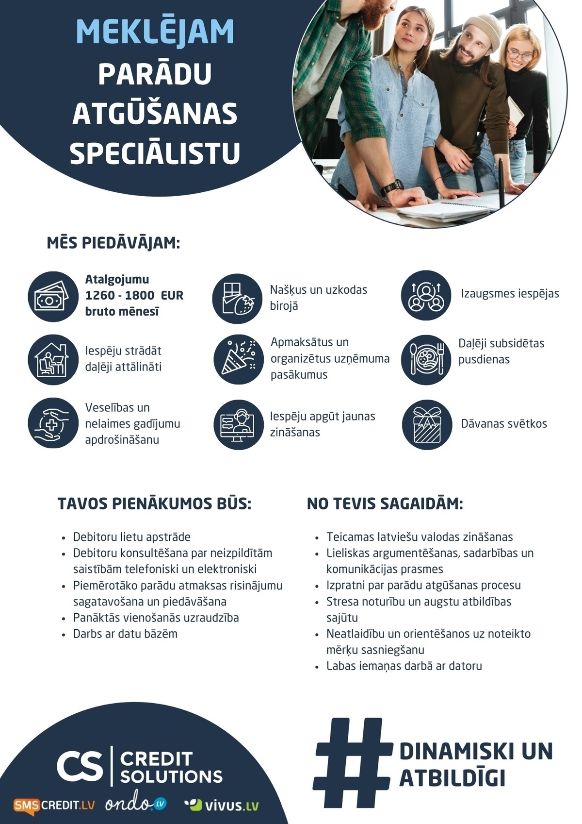 Credit Solutions, SIA PARĀDU ATGŪŠANAS SPECIĀLISTS/-E
