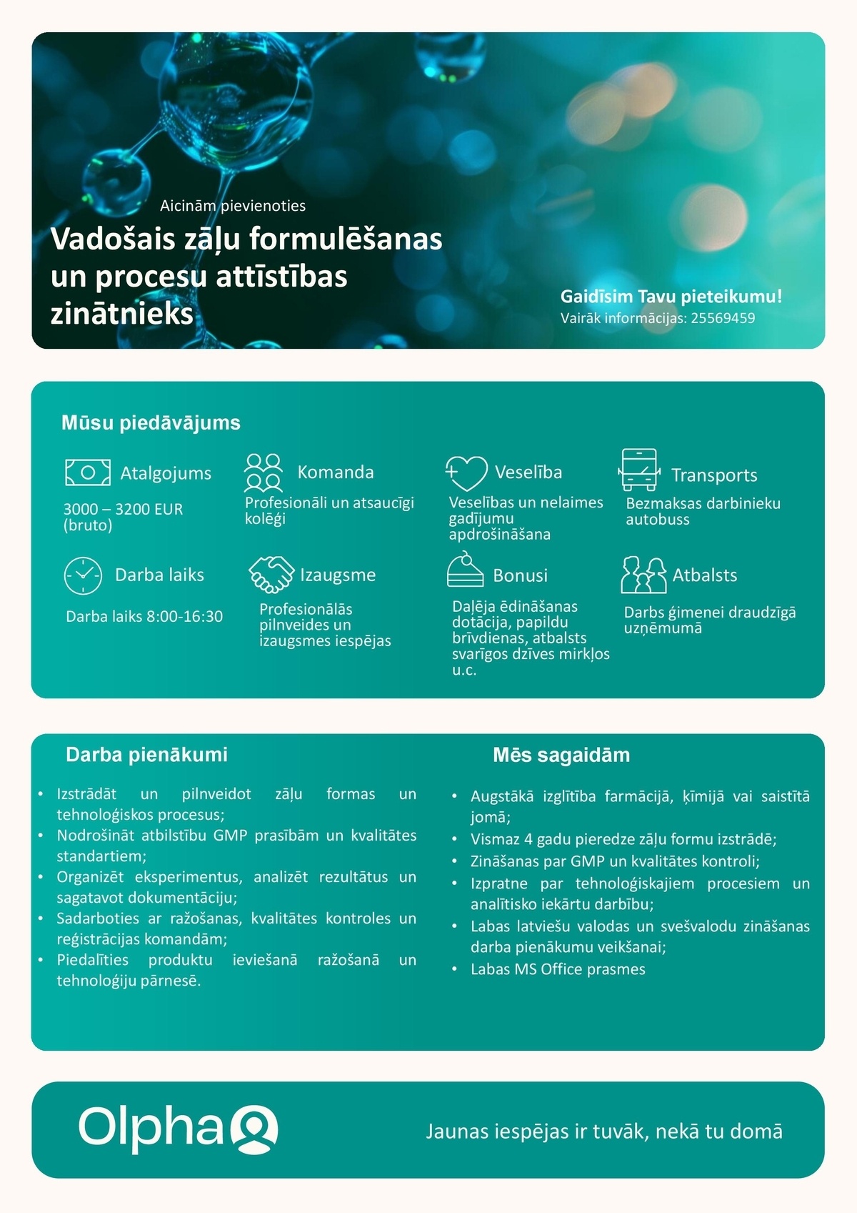 Olpha, AS Vadošais zāļu formulēšanas un procesu attīstības zinātnieks