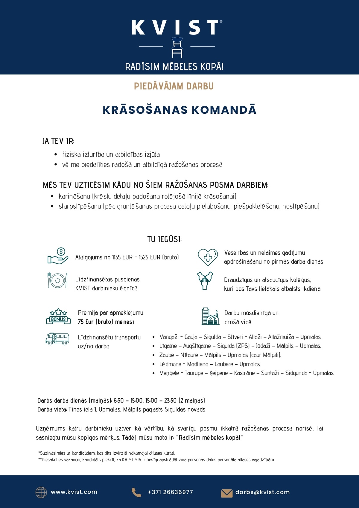 KVIST, SIA Krāsošanas komandas darbinieks/-ce