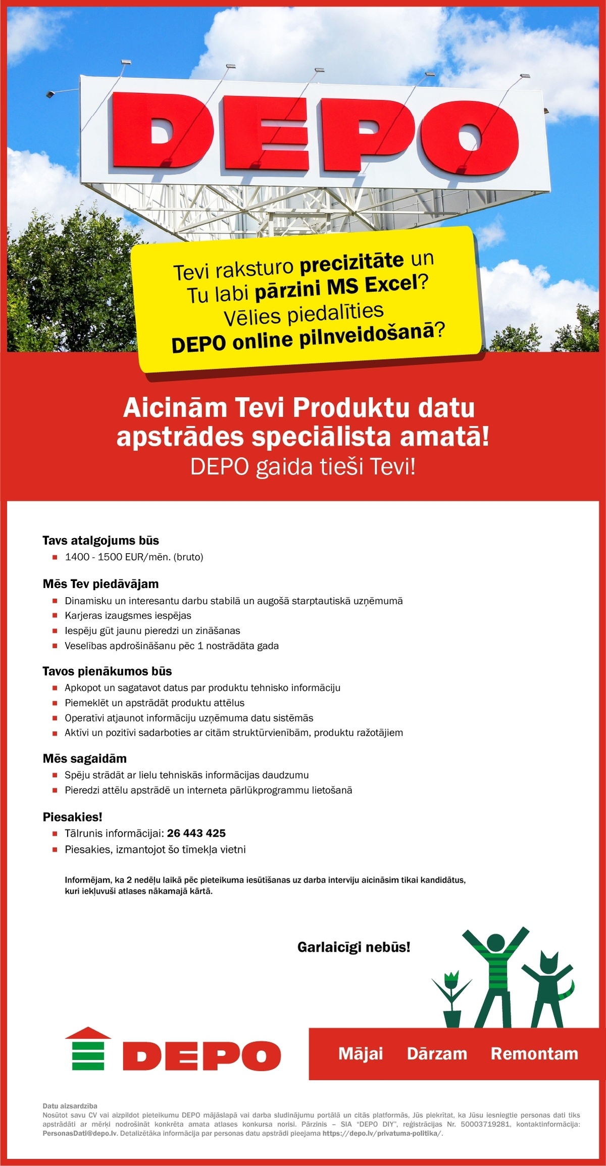 DEPO DIY, SIA Produktu datu apstrādes speciālists/-e