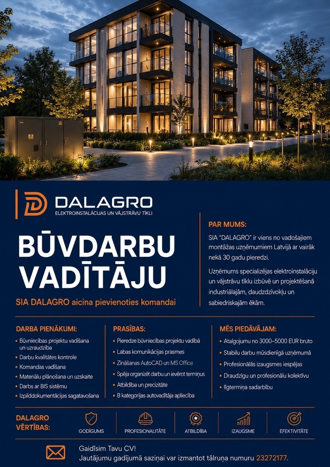 DALAGRO, SIA Būvdarbu vadītājs/-a