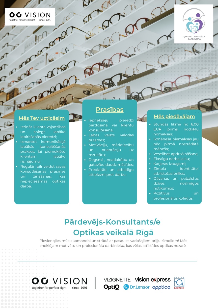 OC VISION Pārdošanas konsultants/e