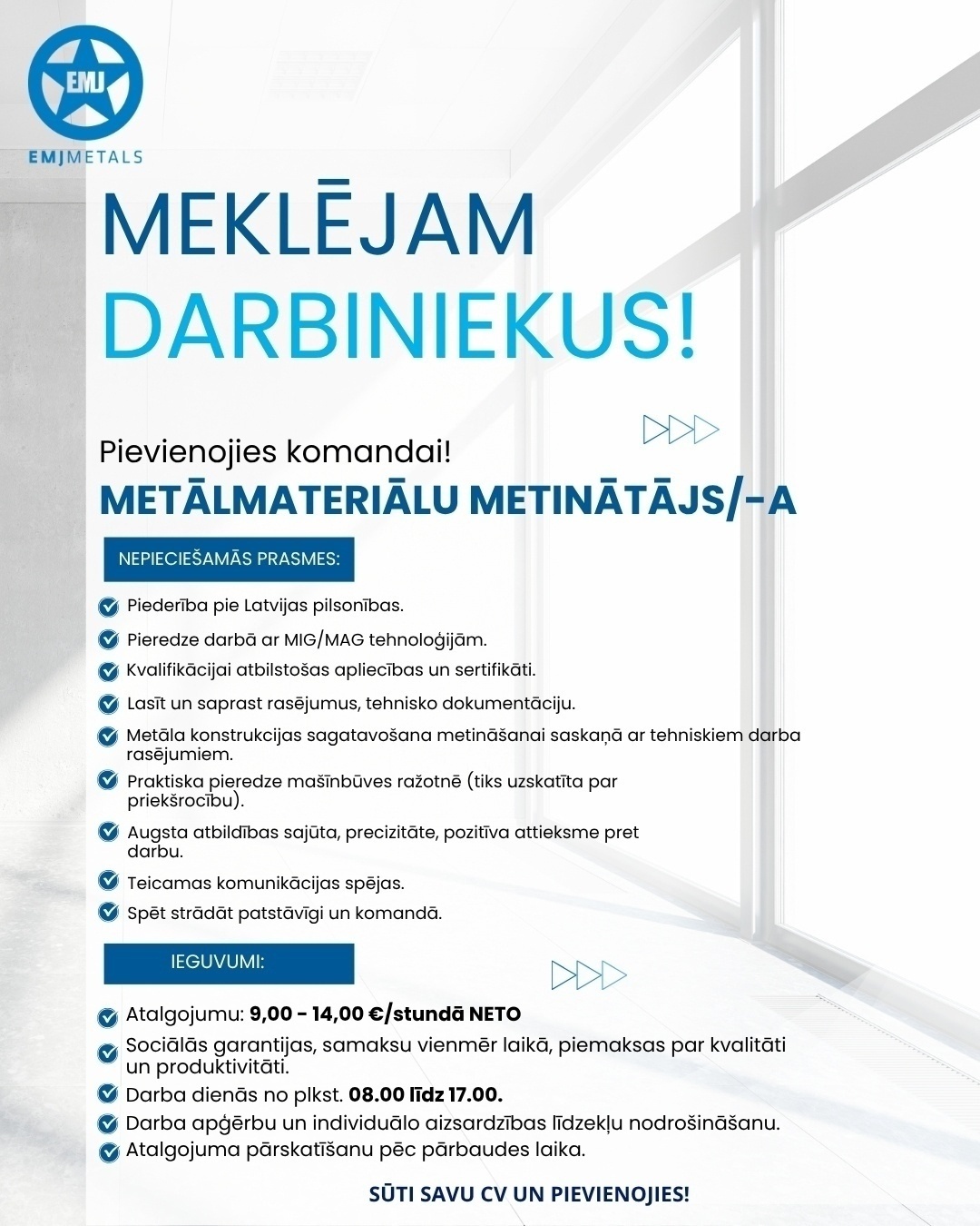 EMJ Metāls, SIA Metinātājs/-a
