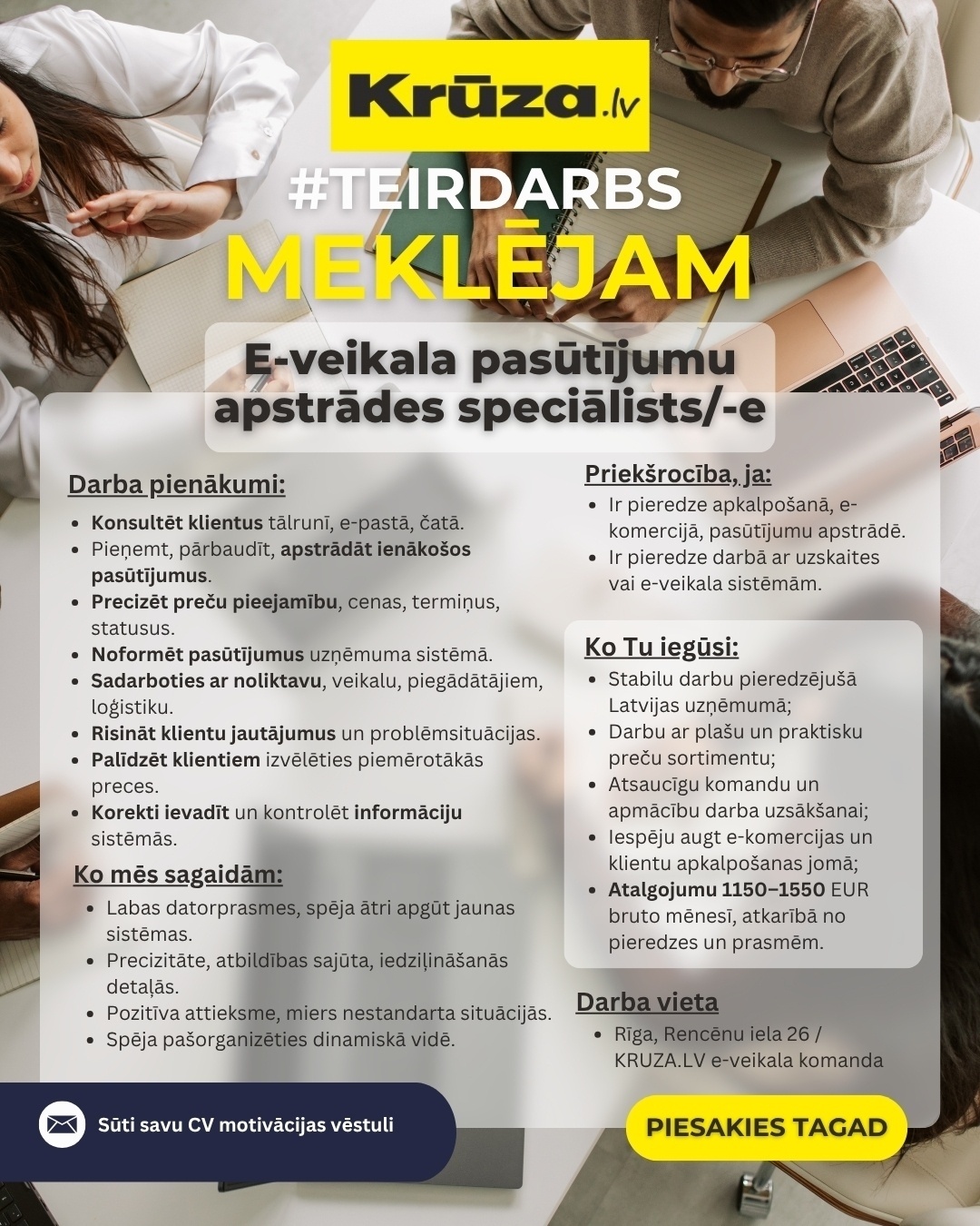 KRŪZA, SIA E-veikala pasūtījumu apstrādes speciālists/-e