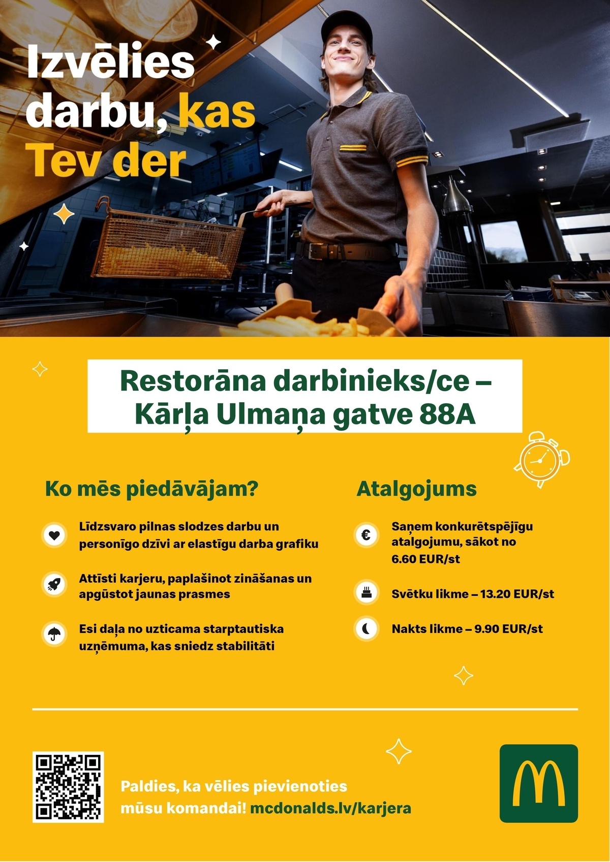 PREMIER RESTAURANTS LATVIA, SIA "McDonald's" virtuves darbinieks/-ce - Kārļa Ulmaņa gatve 88A