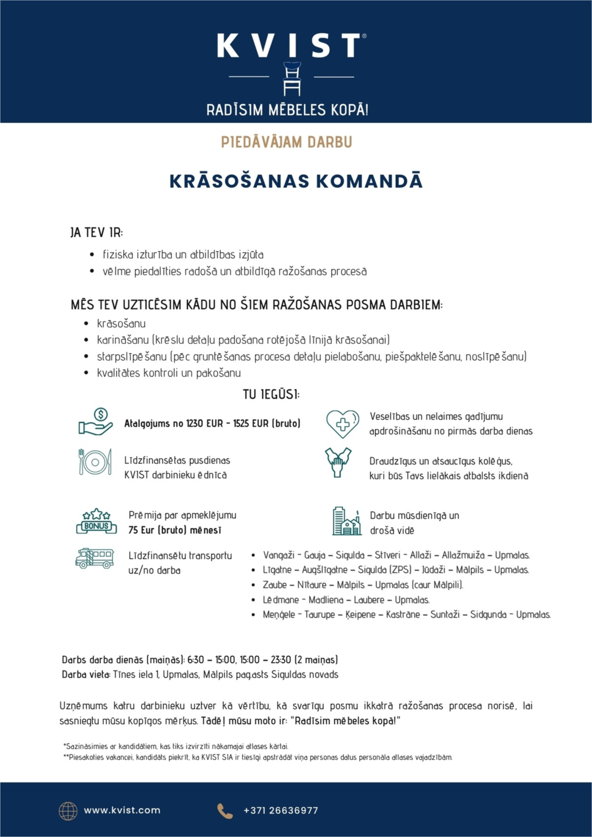 KVIST, SIA Krāsošanas komandas darbinieks/-ce
