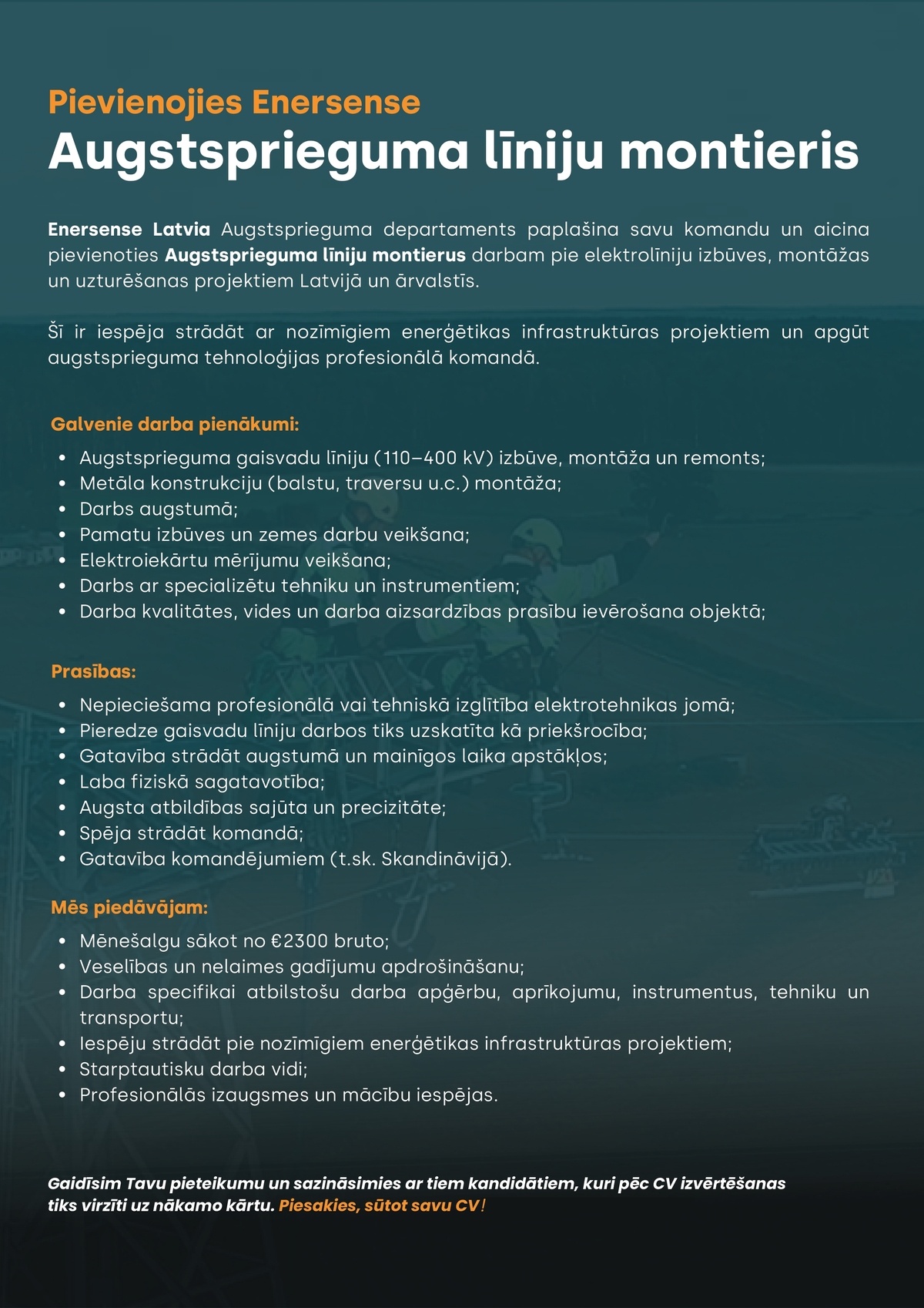 Enersense, SIA Augstsprieguma līniju montieris/-e