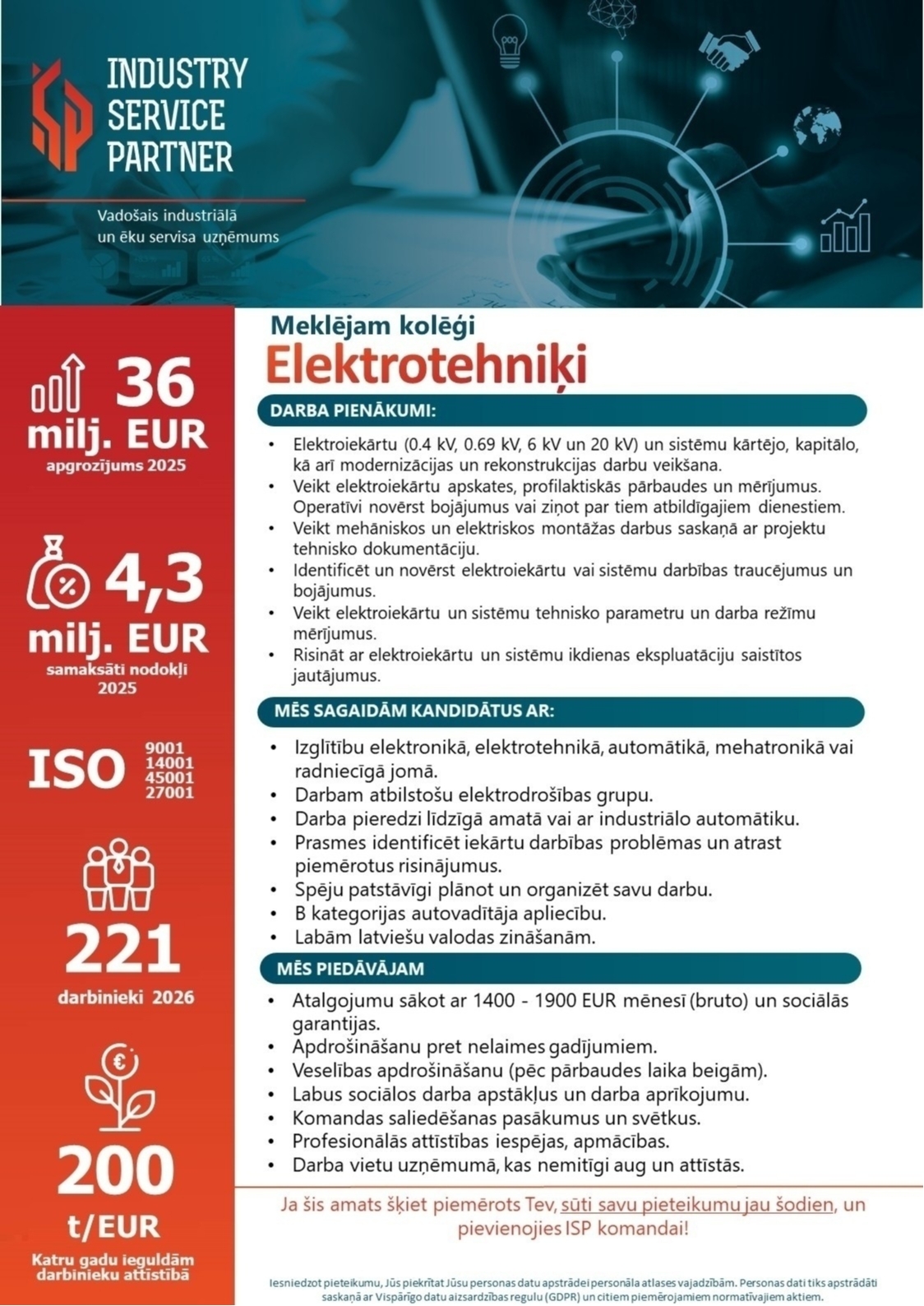 Industry Service Partner, SIA Elektrotehniķis/-e