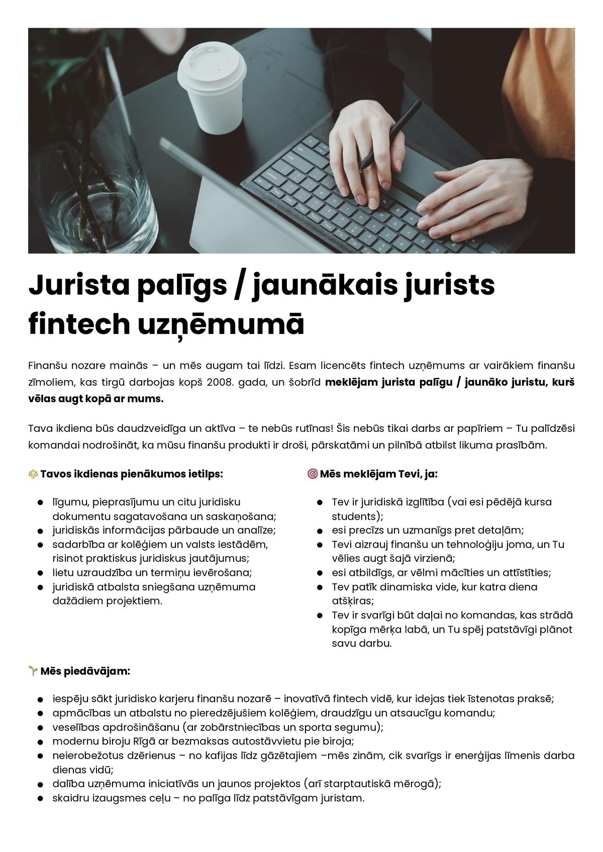Digital Investment MGMT, SIA Jurista palīgs/-dze fintech uzņēmumā