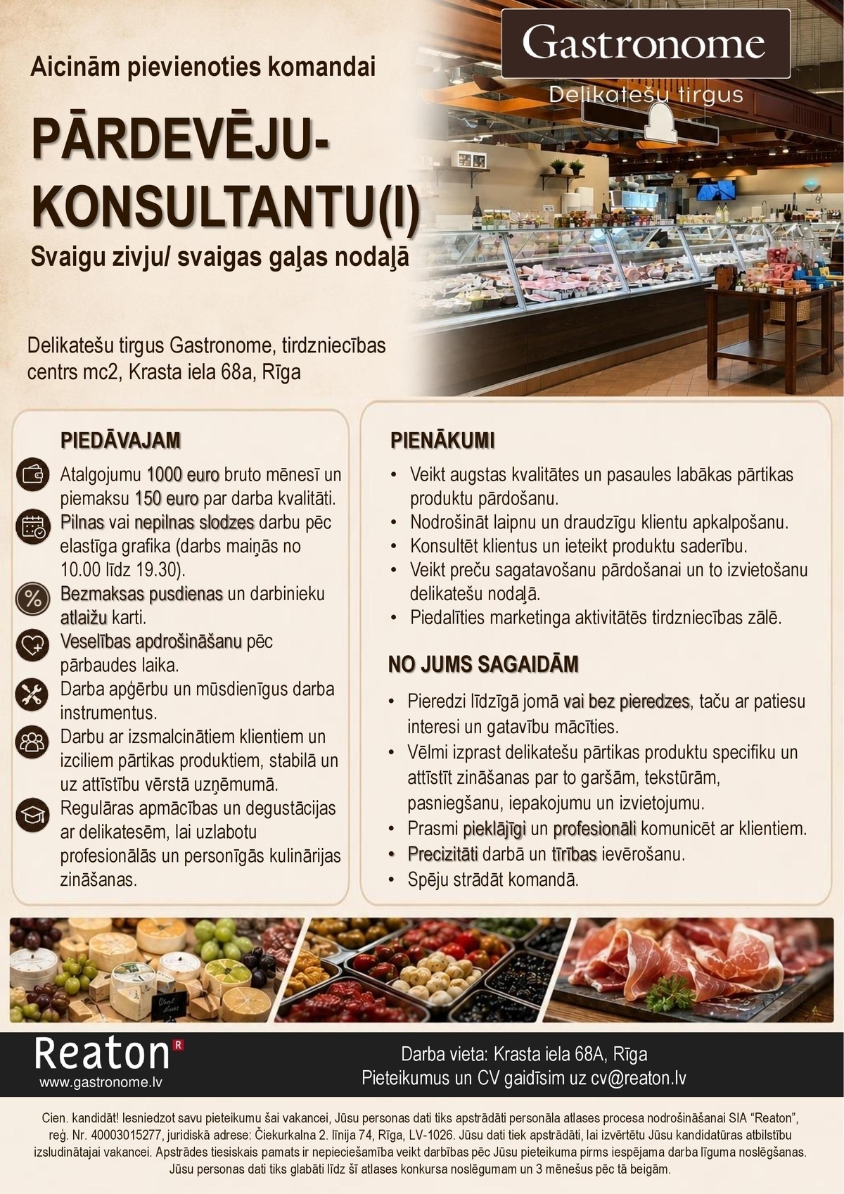 REATON, SIA Pārdevējs/-a - konsultants/-e
