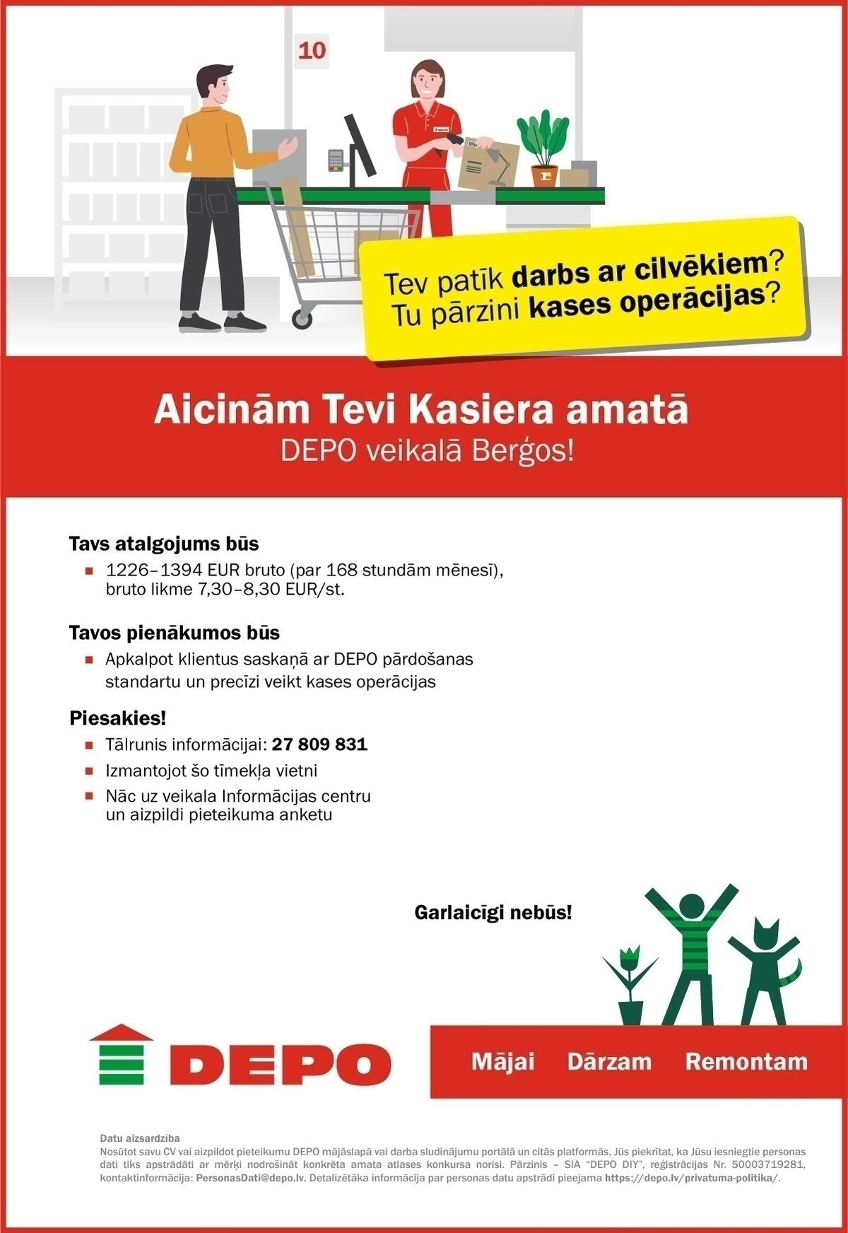 DEPO DIY, SIA Kasieris/-e Berģos