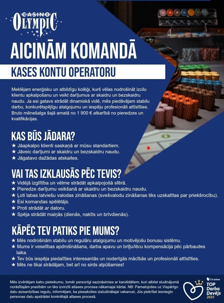 Olympic Casino Latvia, SIA Kases kontu operators/-e "Olympic Casino" @Grand Hotel Kempinski)