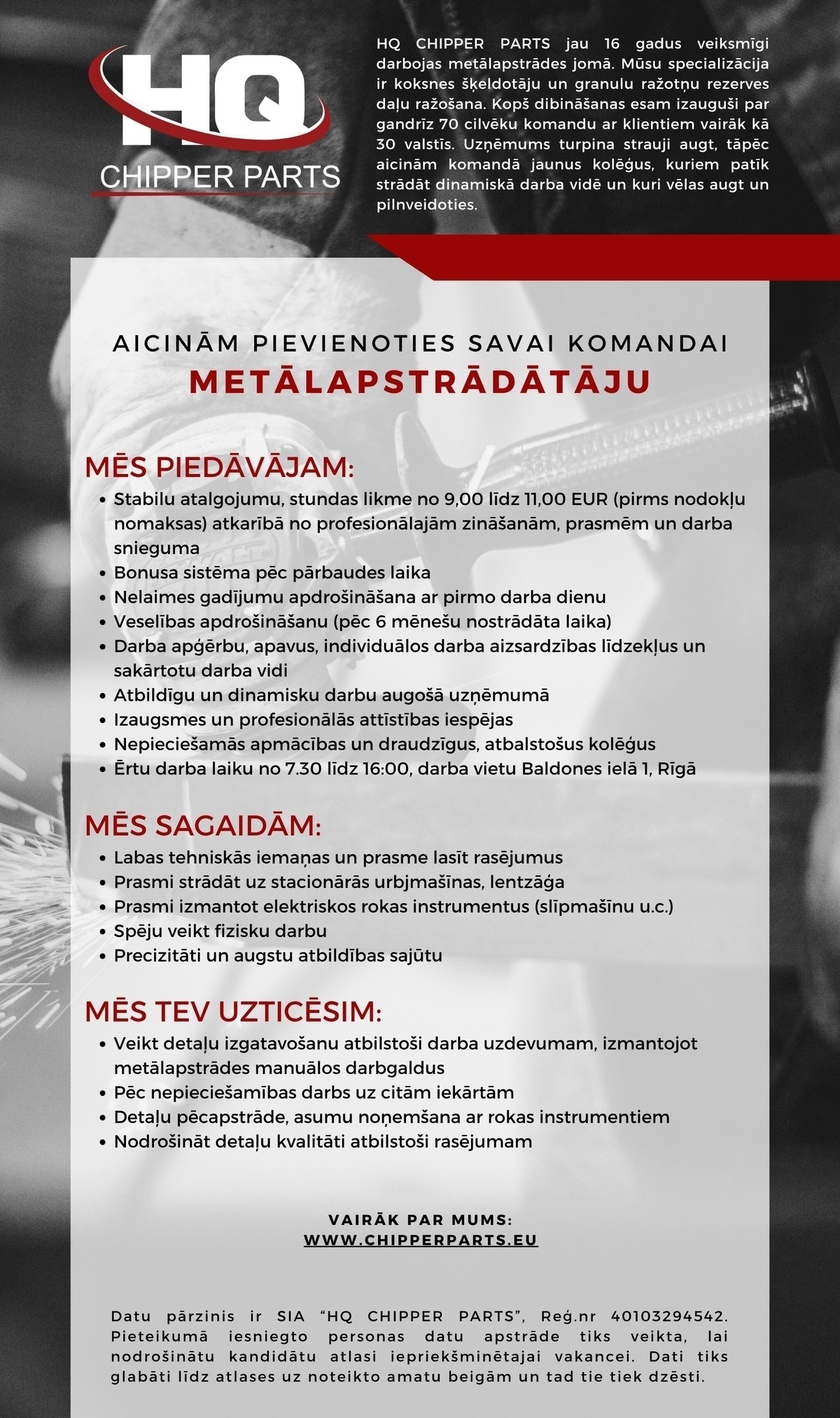 HQ CHIPPER PARTS, SIA Metālapstrādātājs