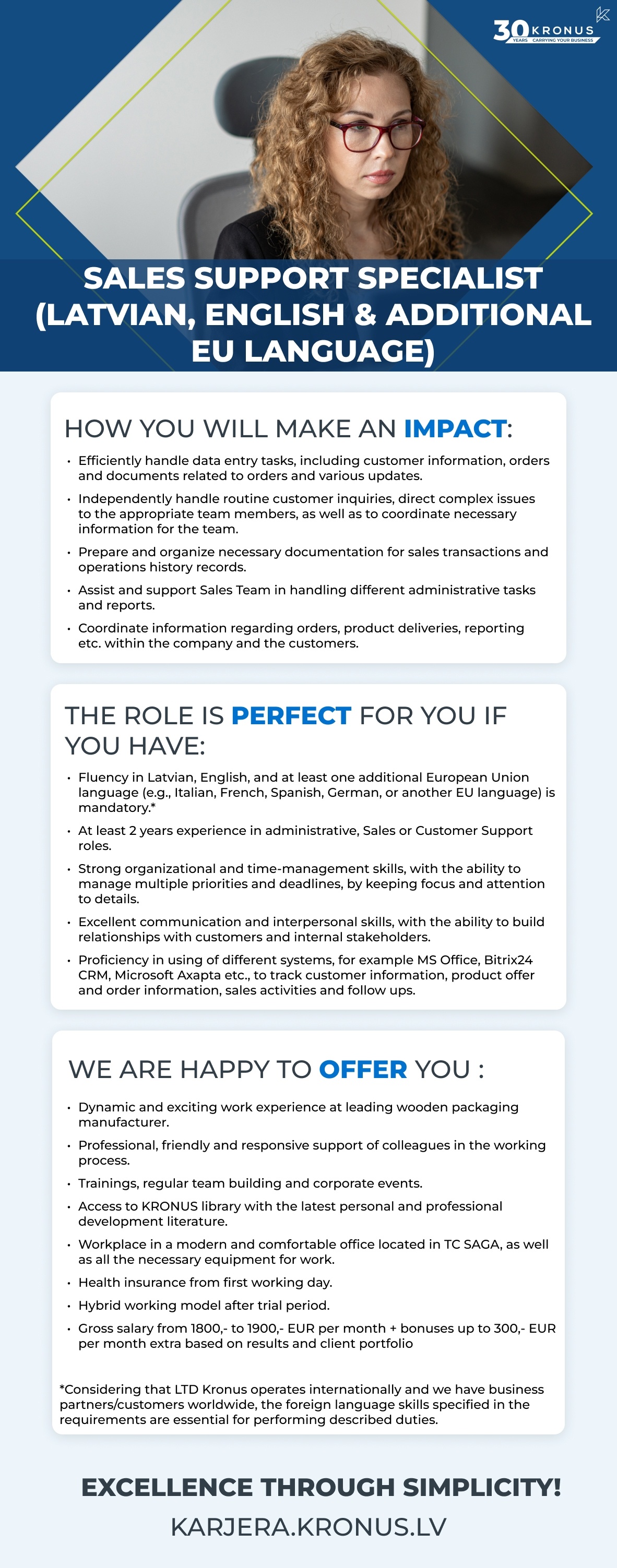 Kronus, SIA Sales Support Specialist (Latvian, English & Additional EU Language)