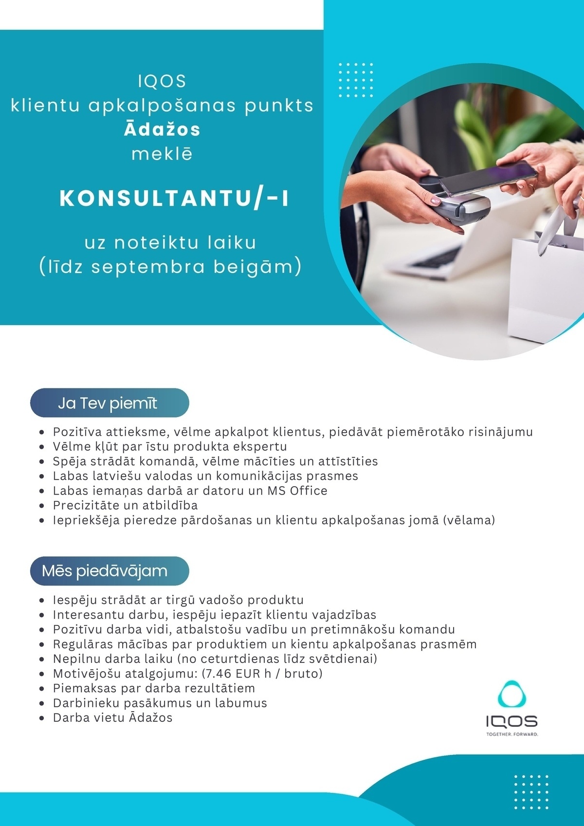 SAS "Manpower Lit" filiāle "Manpower Lit" IQOS klientu konsultants/-e Ādažos