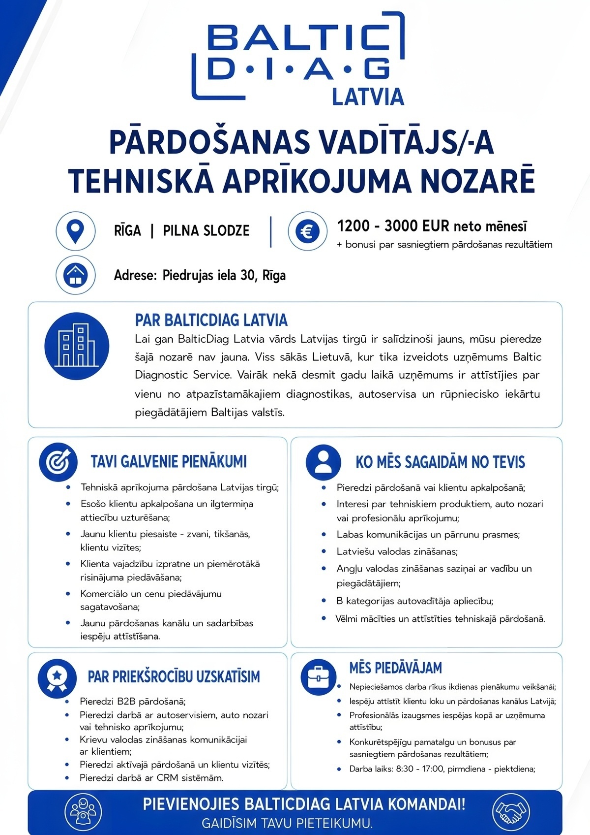 BD Baltic, SIA Pārdošanas vadītājs/-a (Sales manager)