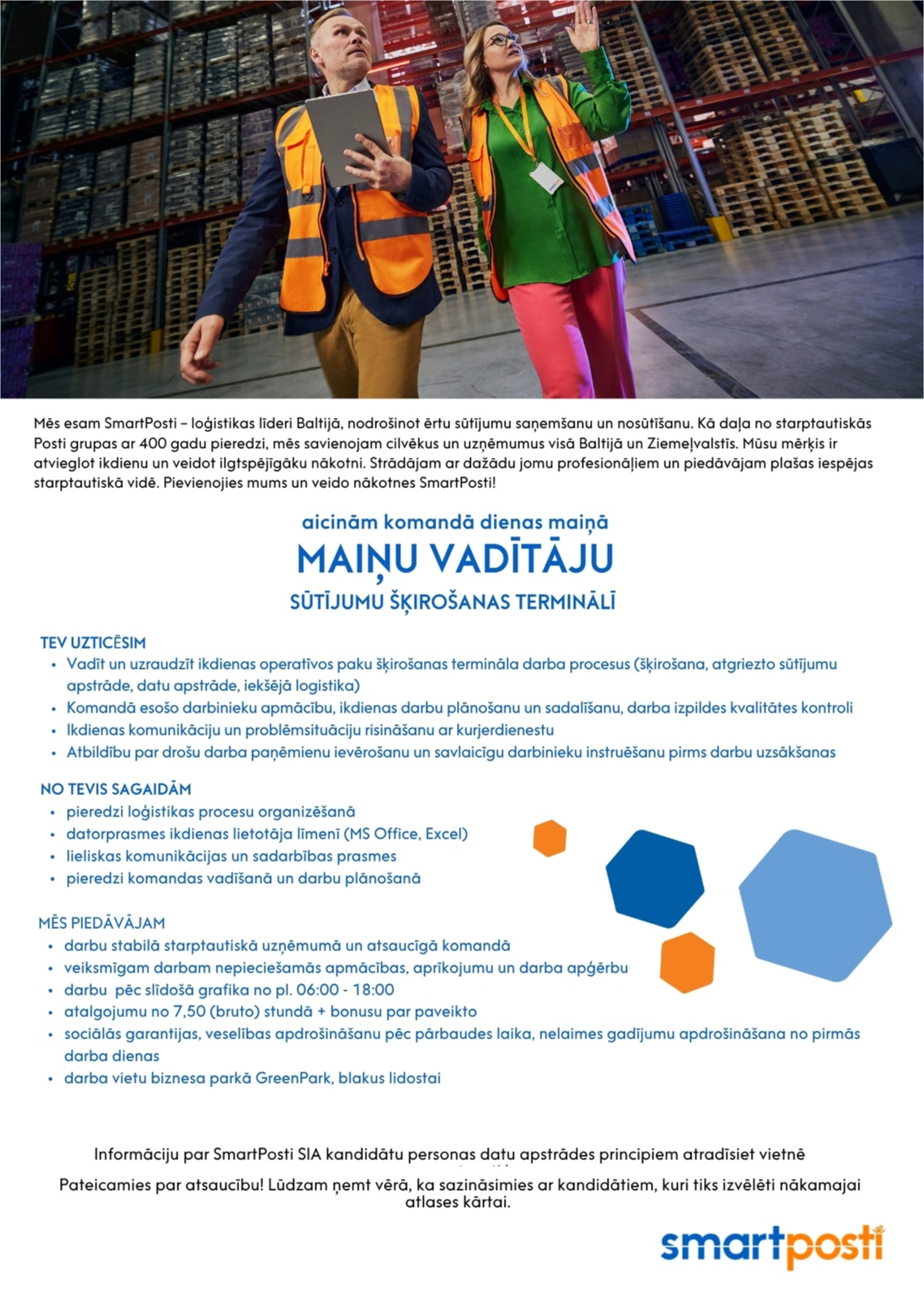 SmartPosti, SIA Maiņas vadītājs/-a