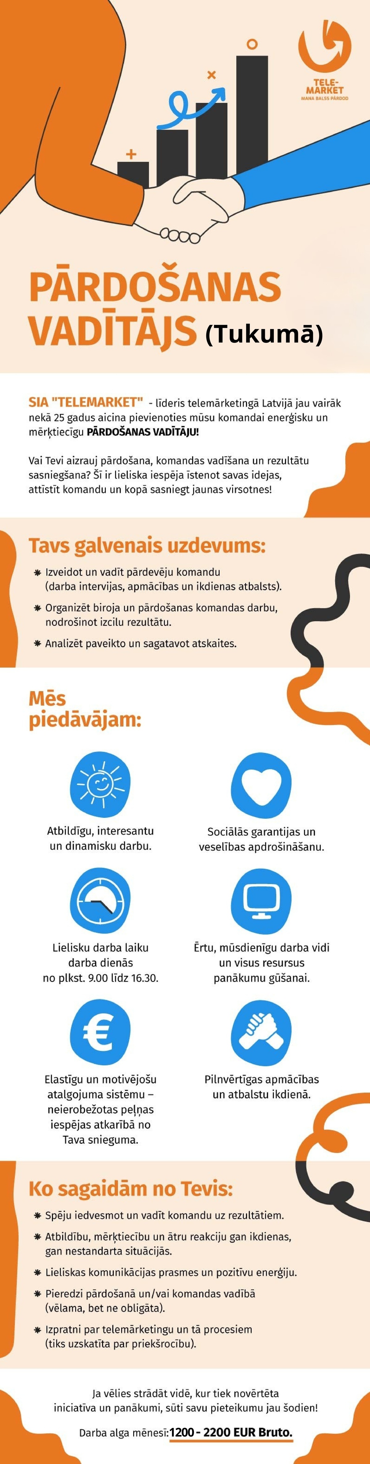 TELEMARKET, SIA Pārdošanas vadītājs/-a Tukumā