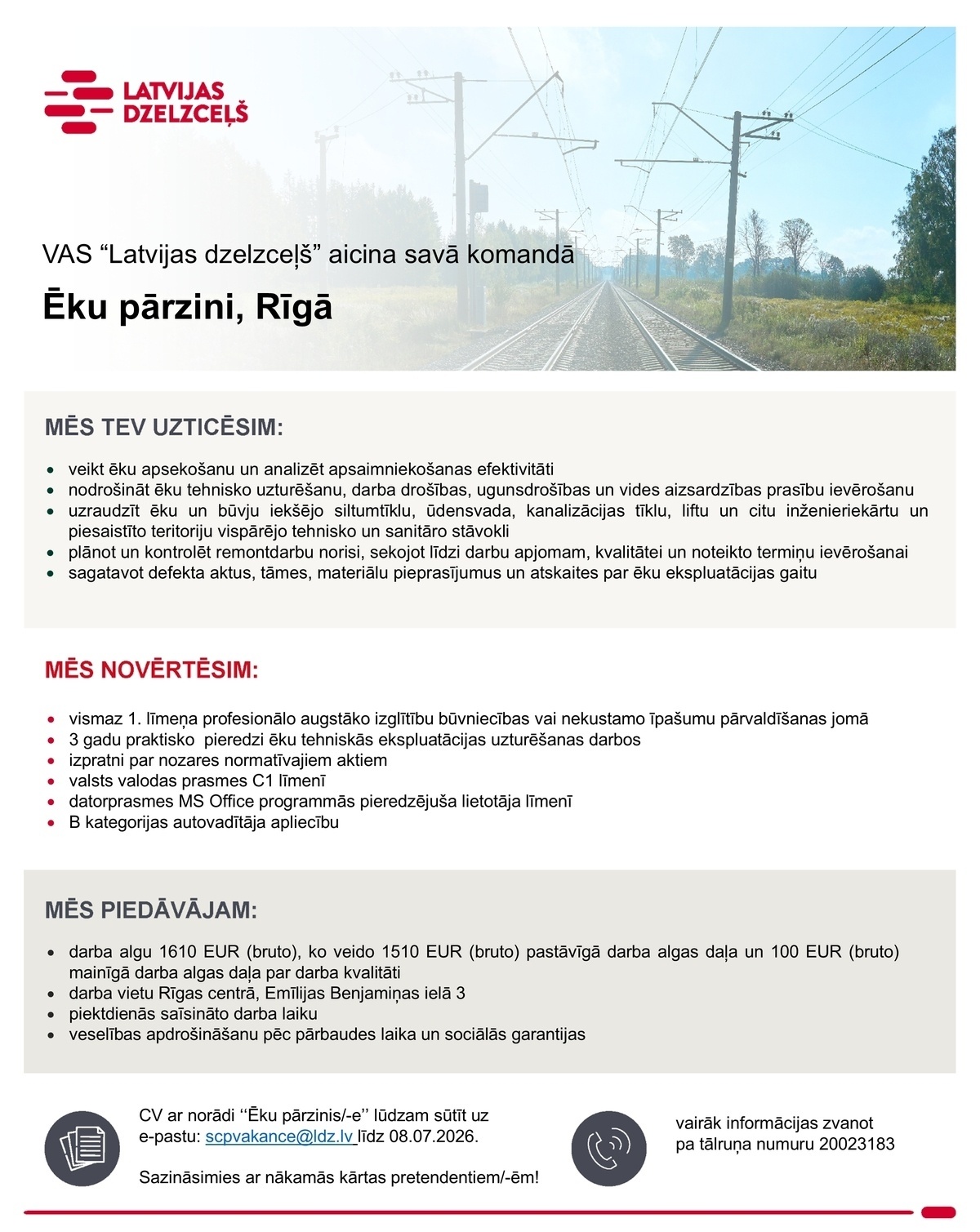 Latvijas dzelzceļš, VAS Ēku pārzinis/-e