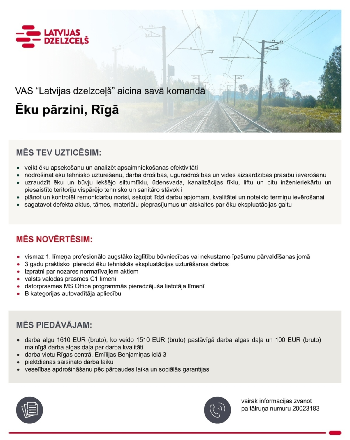 Latvijas dzelzceļš, VAS Ēku pārzinis/-e