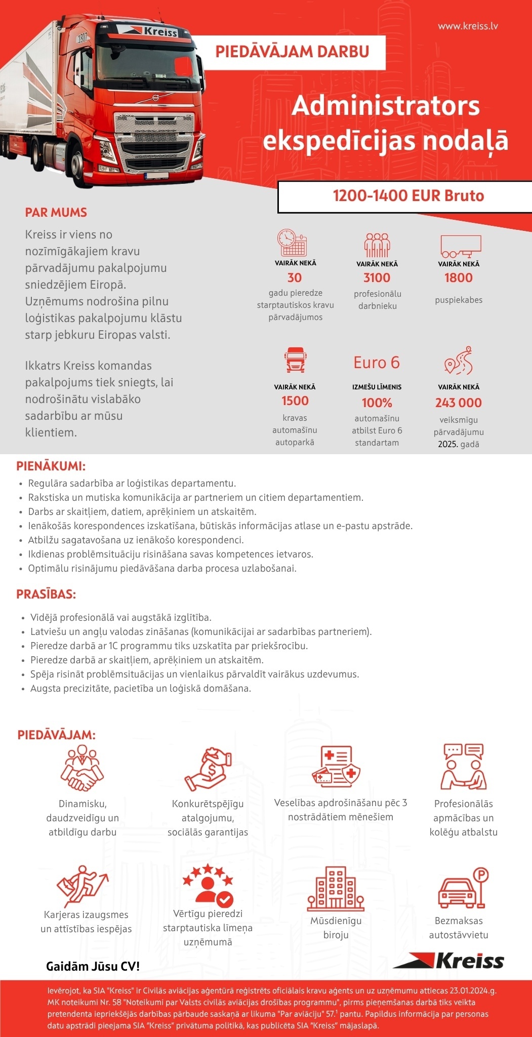 Kreiss, SIA Administrators/-e ekspedīcijas nodaļā