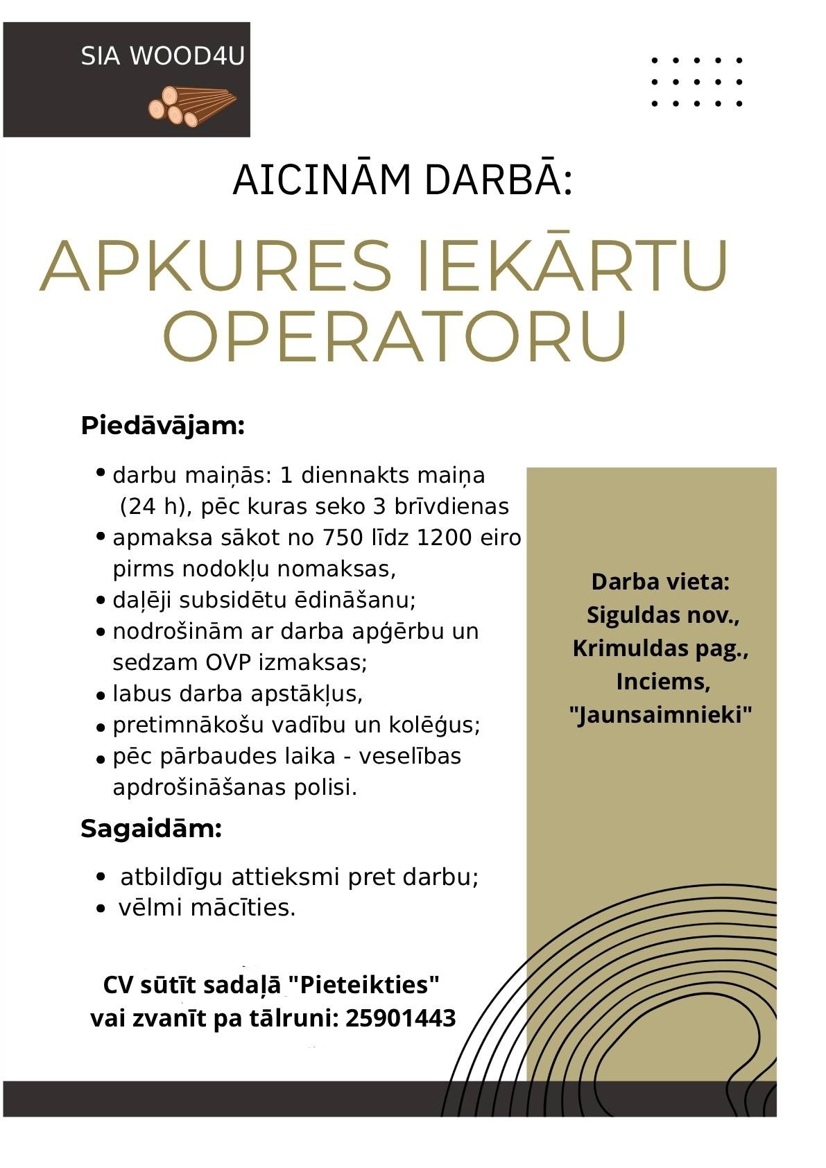 Wood4U, SIA Apkures iekārtu operators/-e