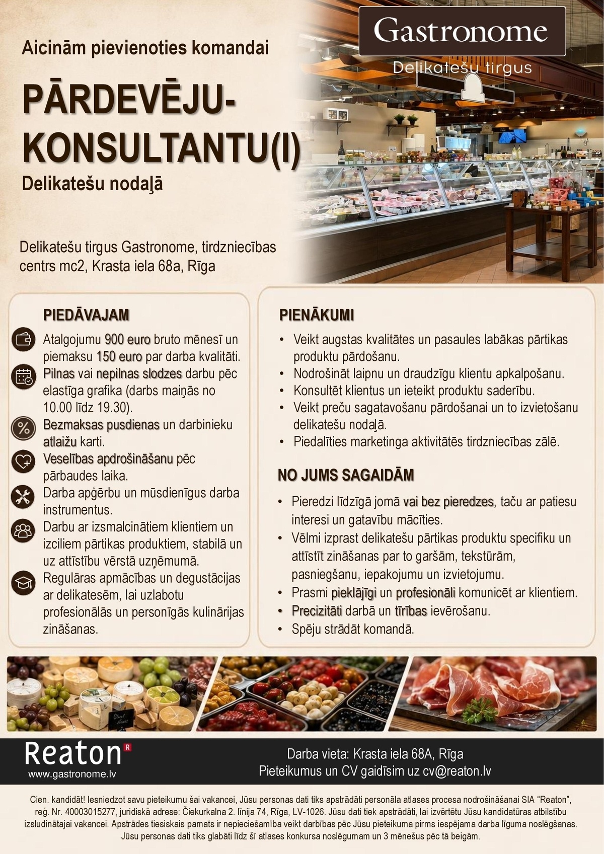 REATON, SIA Pārdevējs/-a - konsultants/-e