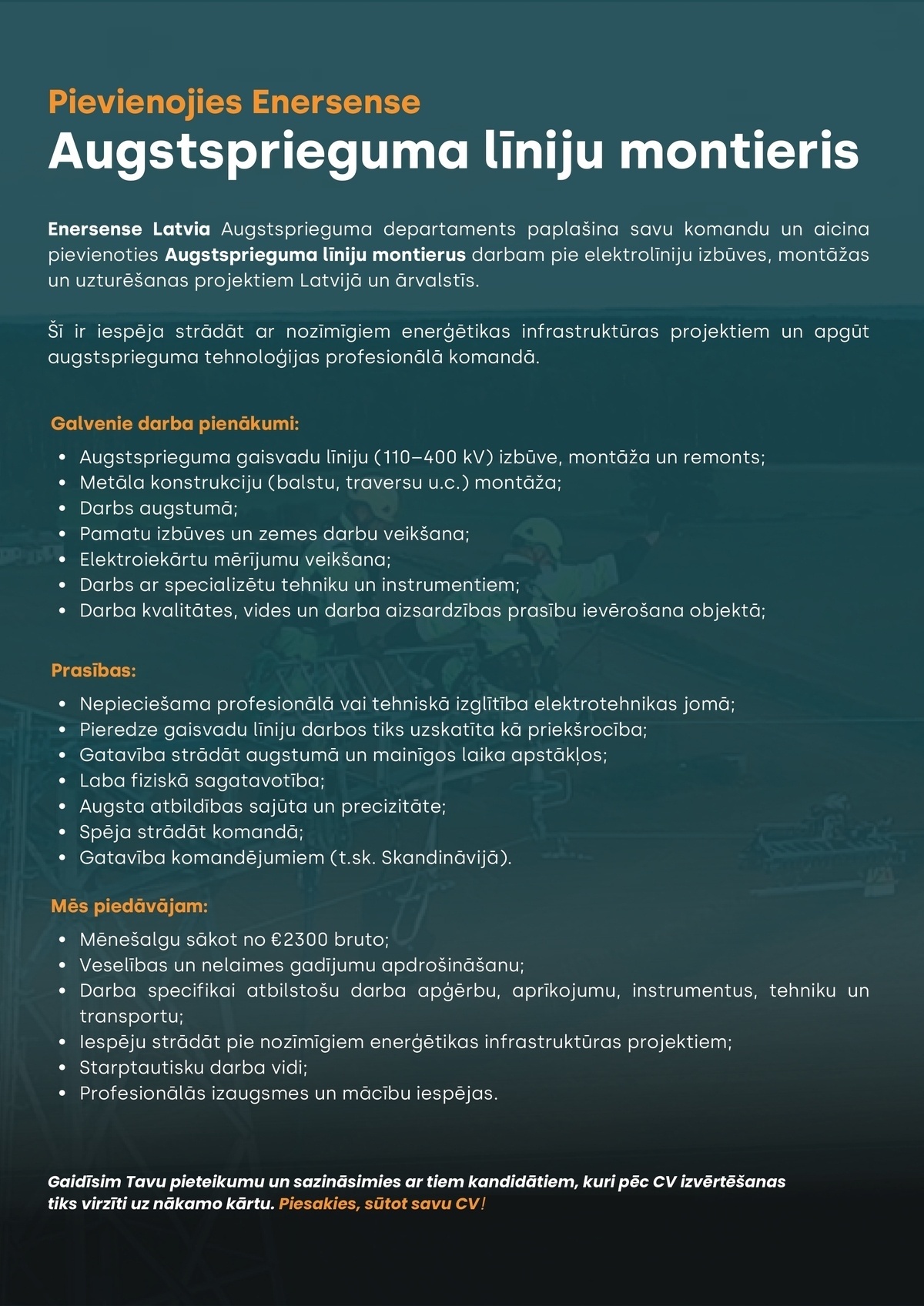 Enersense, SIA Augstsprieguma līniju montieris/-e