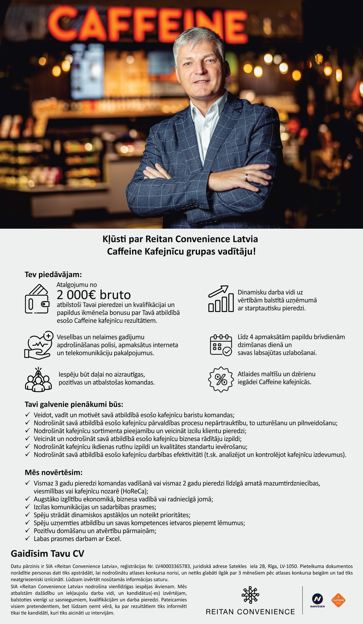 Reitan Convenience Latvia, SIA Caffeine Kafejnīcu grupas vadītājs/-a
