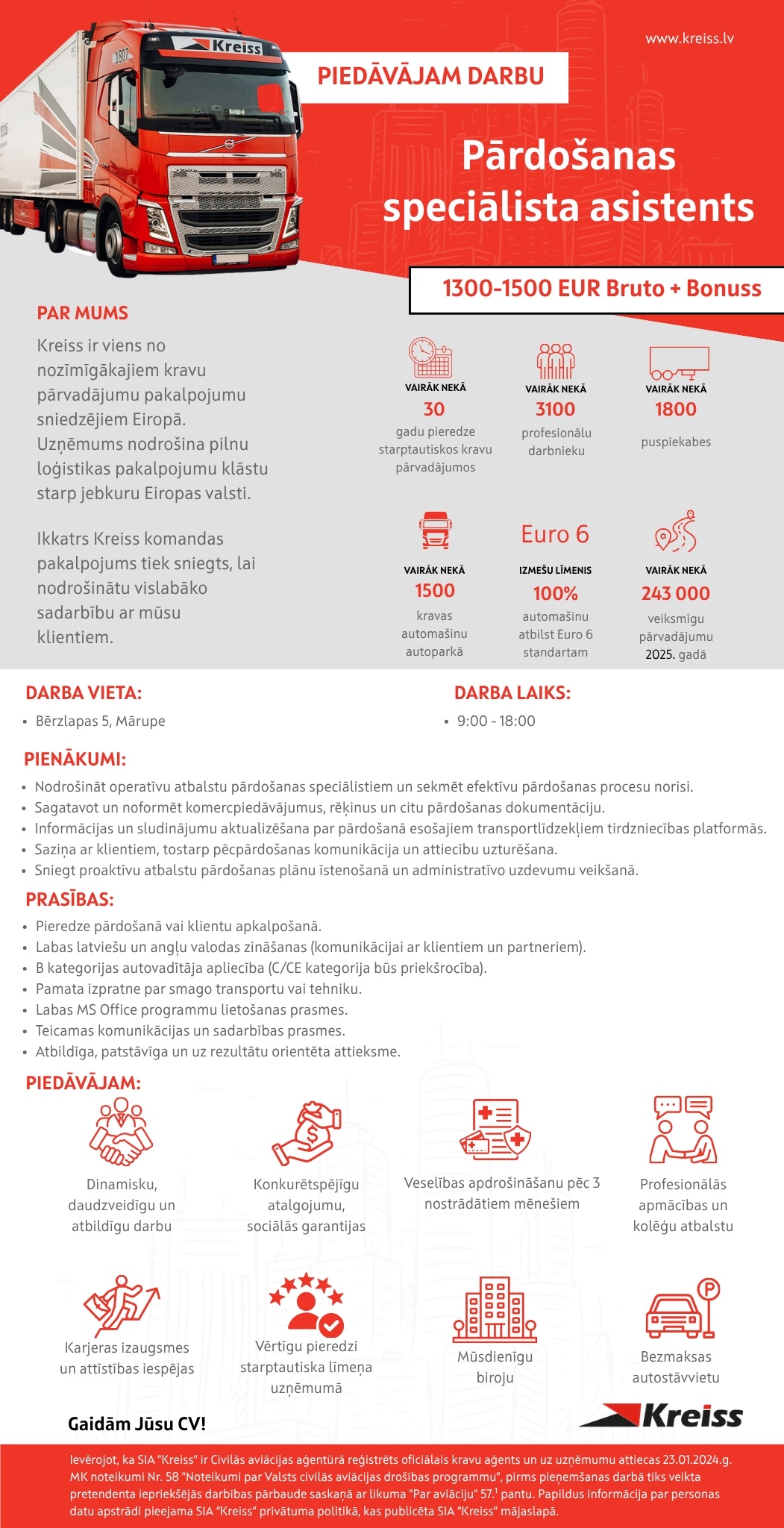 Kreiss, SIA Pārdošanas speciālista asistents/-e