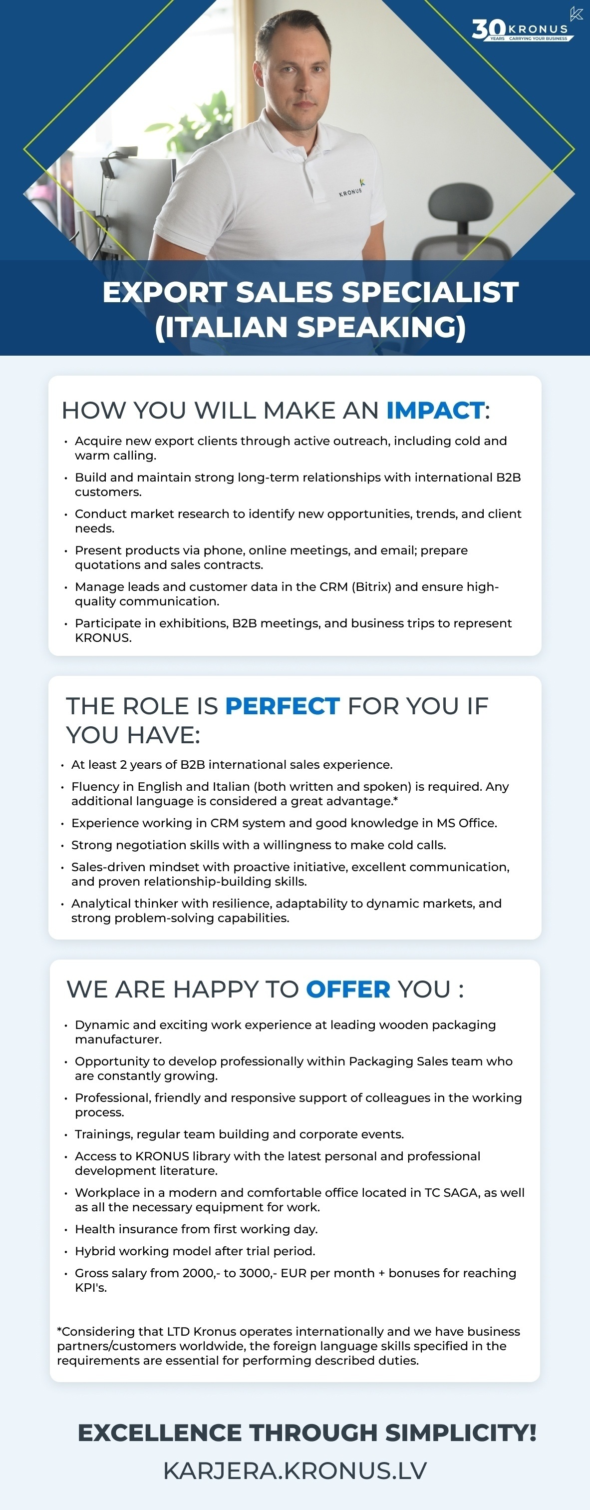 Kronus, SIA Export Sales Specialist (Italian speaking)