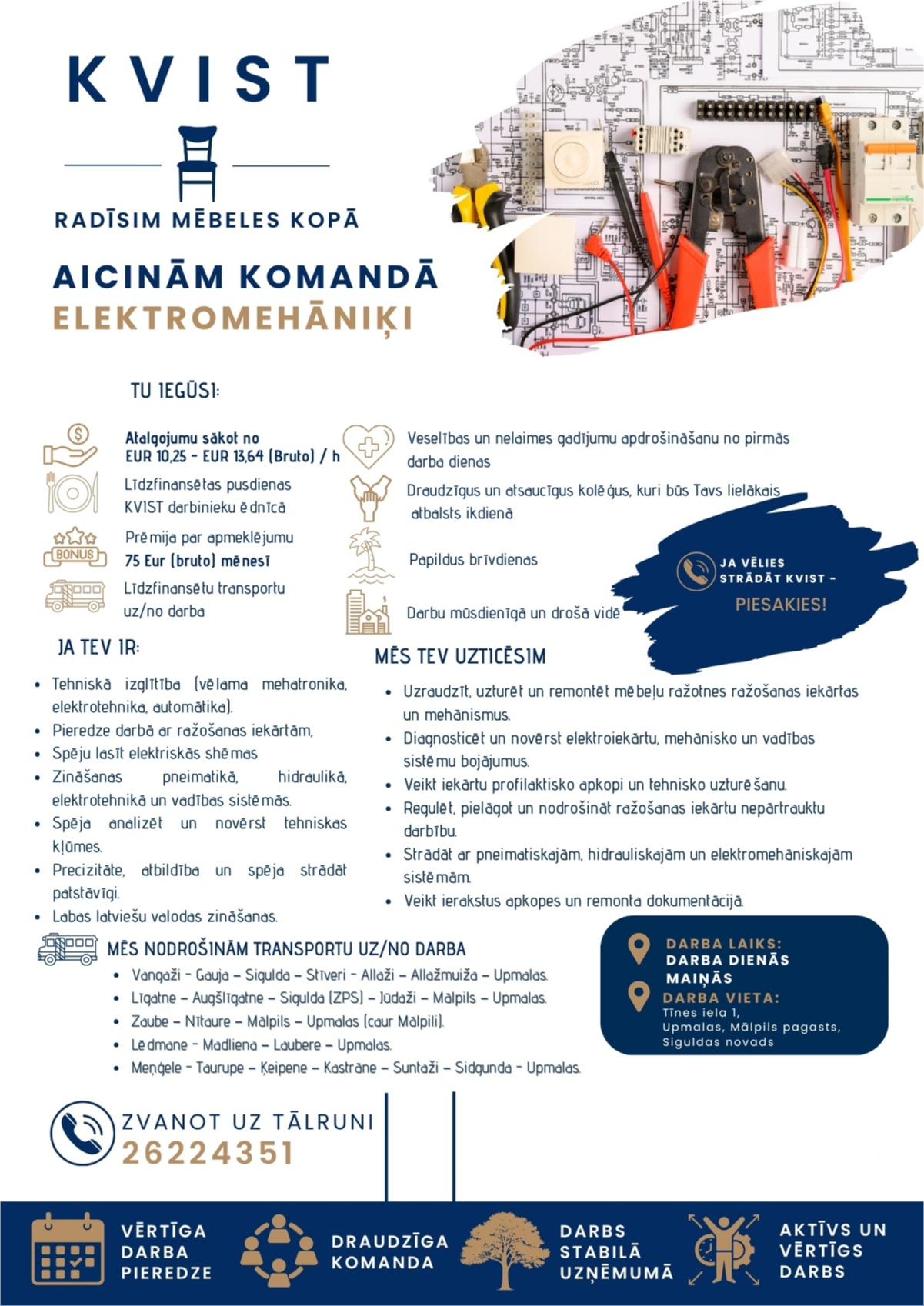 KVIST, SIA Elektromehāniķis/-e
