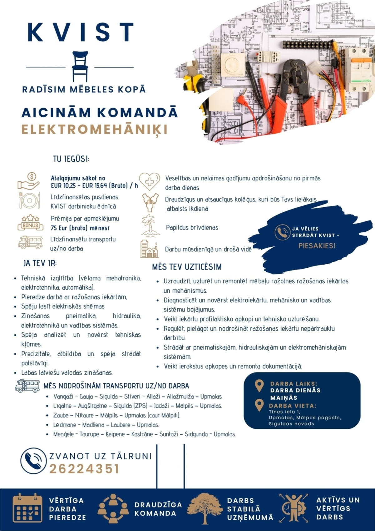KVIST, SIA Elektromehāniķis/-e