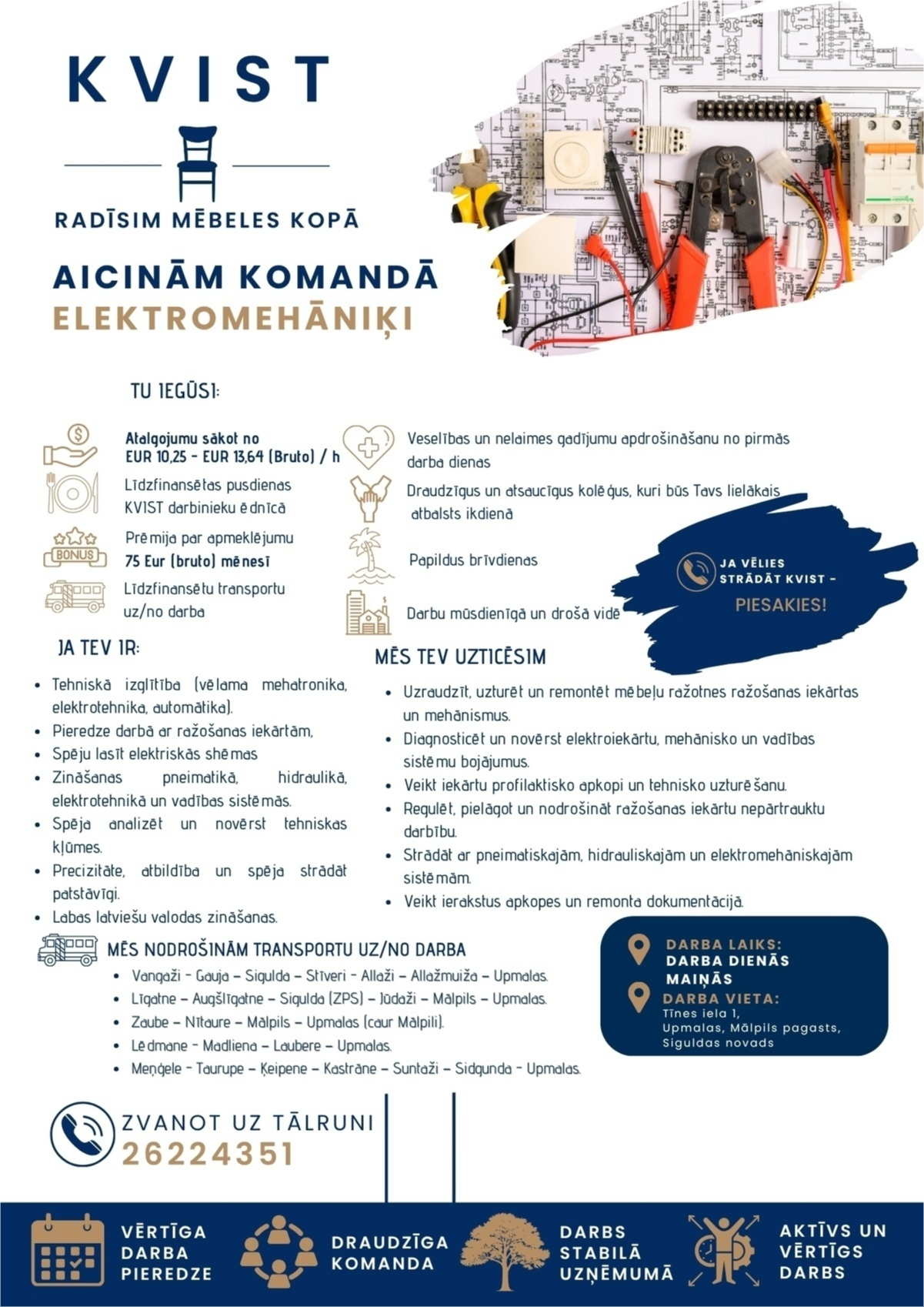 KVIST, SIA Elektromehāniķis/-e