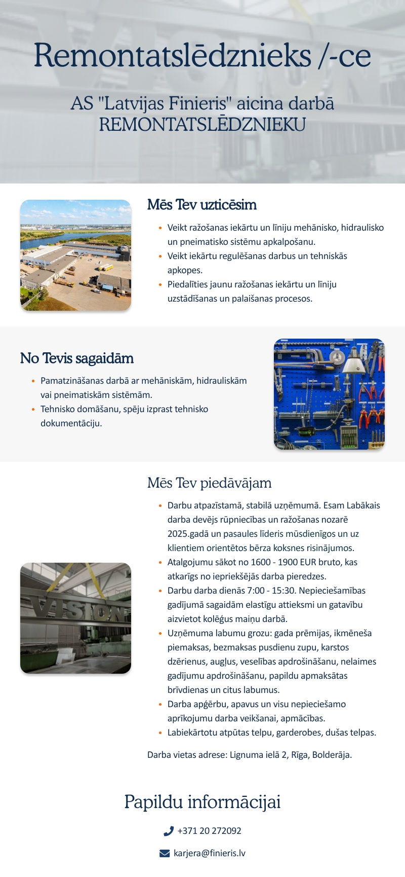 AS "Latvijas Finieris" Remontatslēdznieks/-a