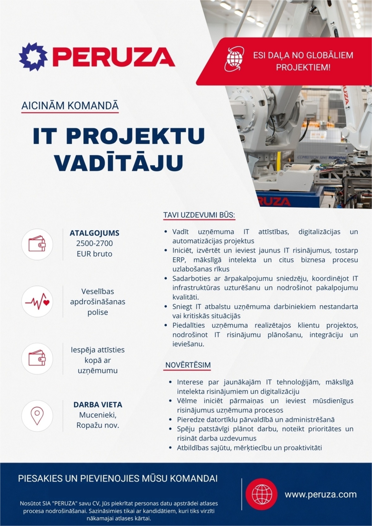 PERUZA, SIA IT projektu vadītājs