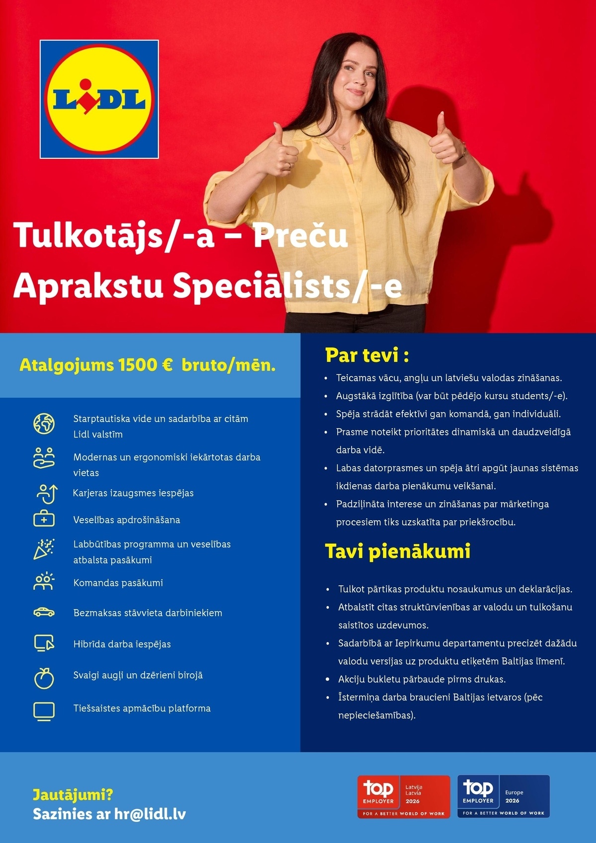 Lidl Latvija, SIA Tulkotājs/-a - Preču Aprakstu Speciālists/-e