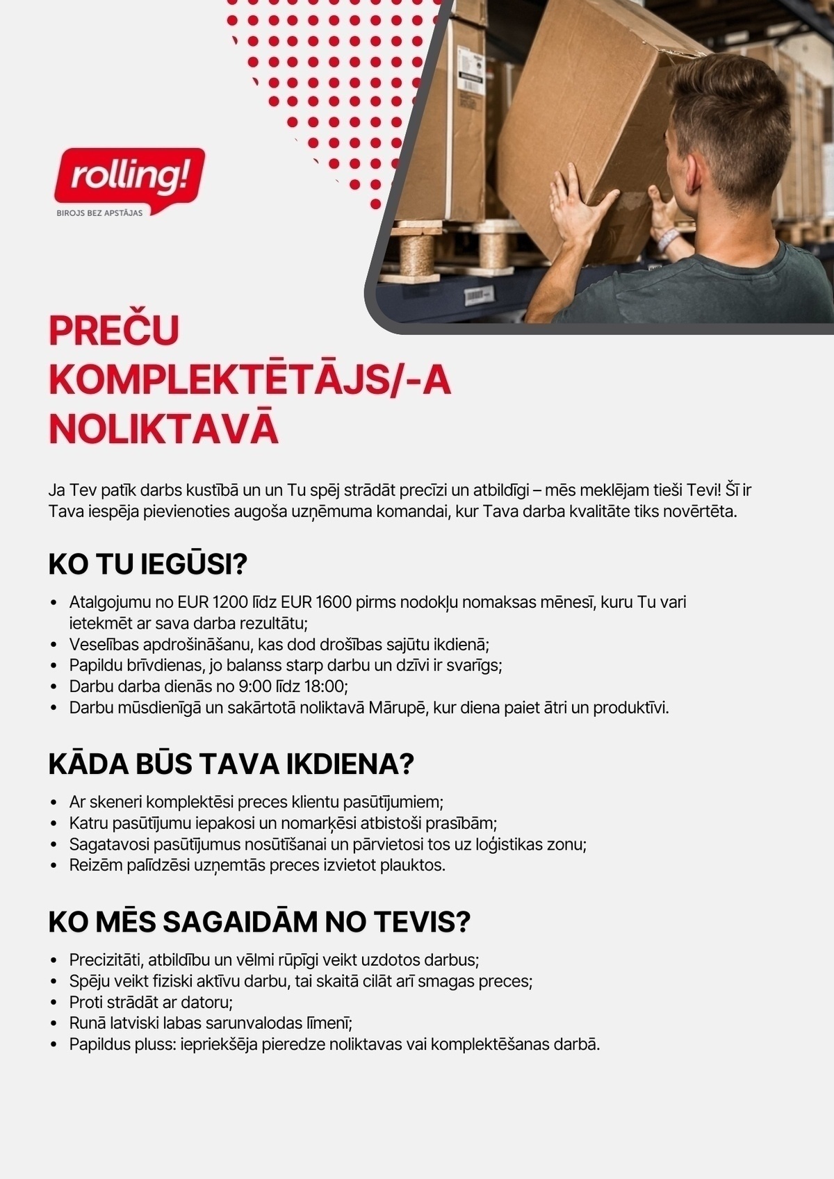 Rolling, SIA Pasūtījumu komplektētājs/-a