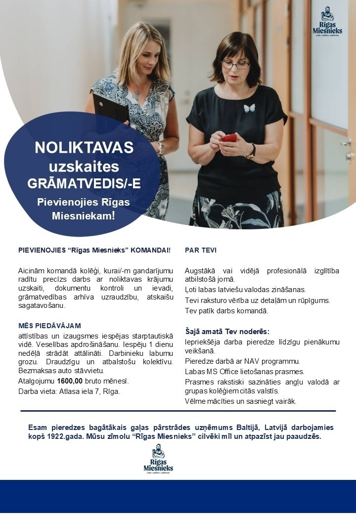 Maag Latvija, AS Noliktavas uzskaites grāmatvede/-is