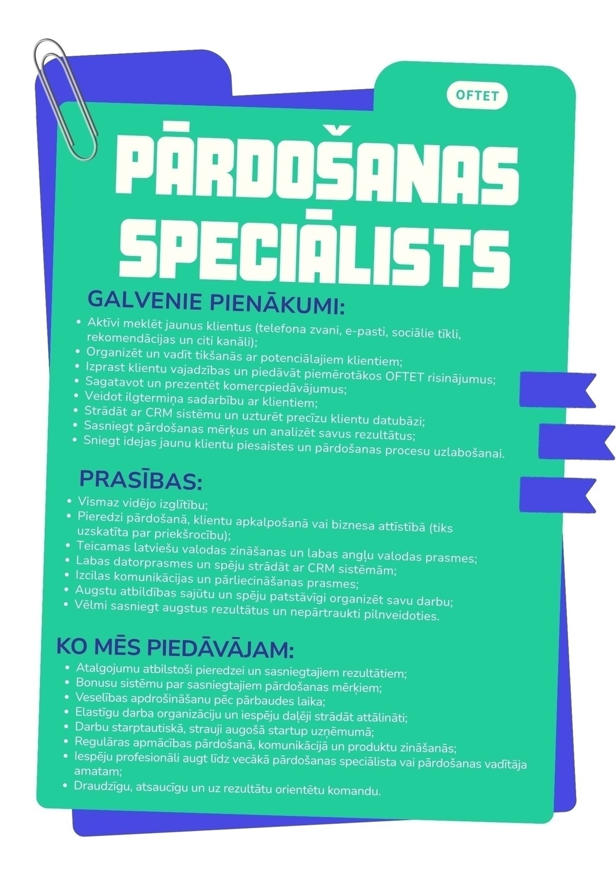 VTMK Group, SIA Pārdošanas speciālists/-e
