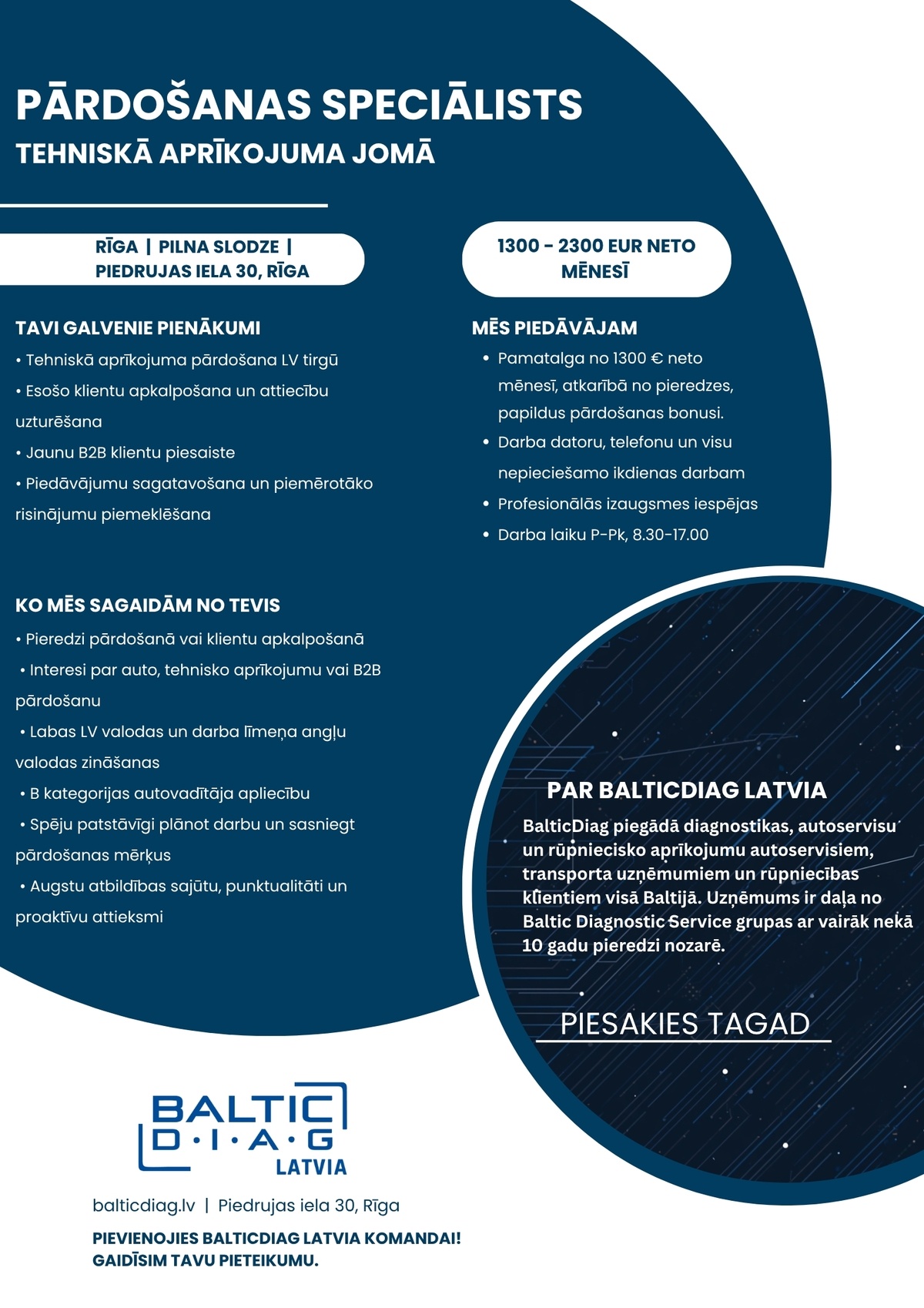 BD Baltic, SIA Pārdošanas speciālists (Sales manager)