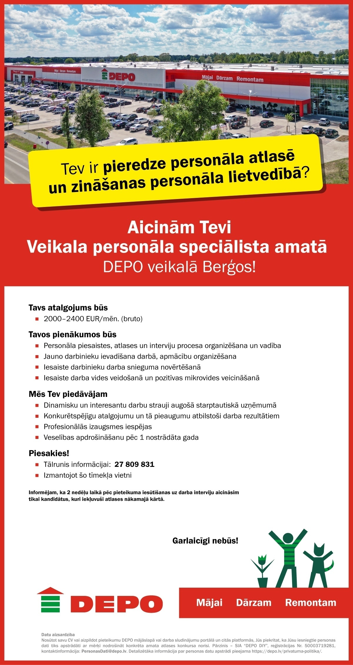 DEPO DIY, SIA Veikala personāla speciālists/-e Berģos