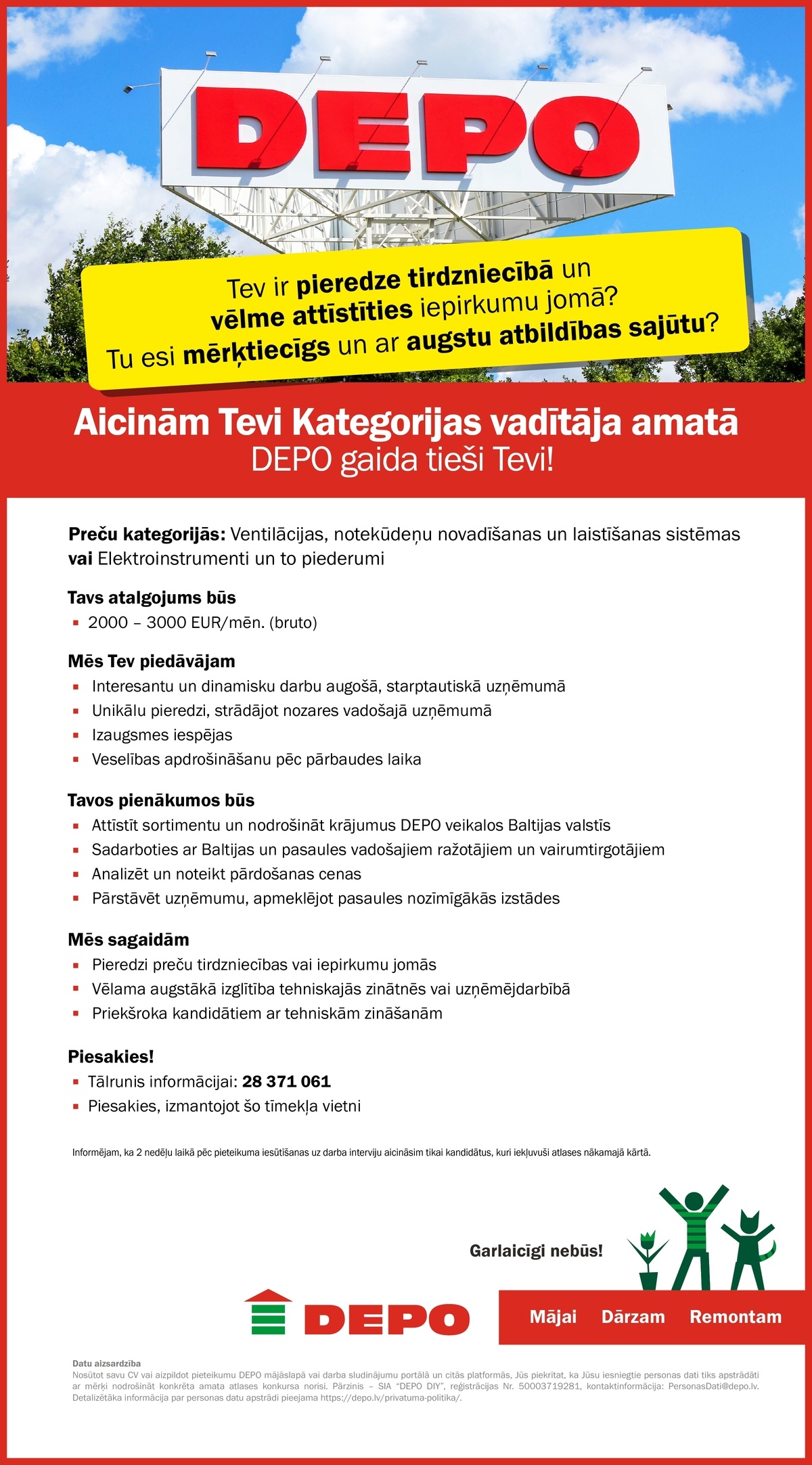 DEPO DIY, SIA Kategorijas vadītājs/-a
